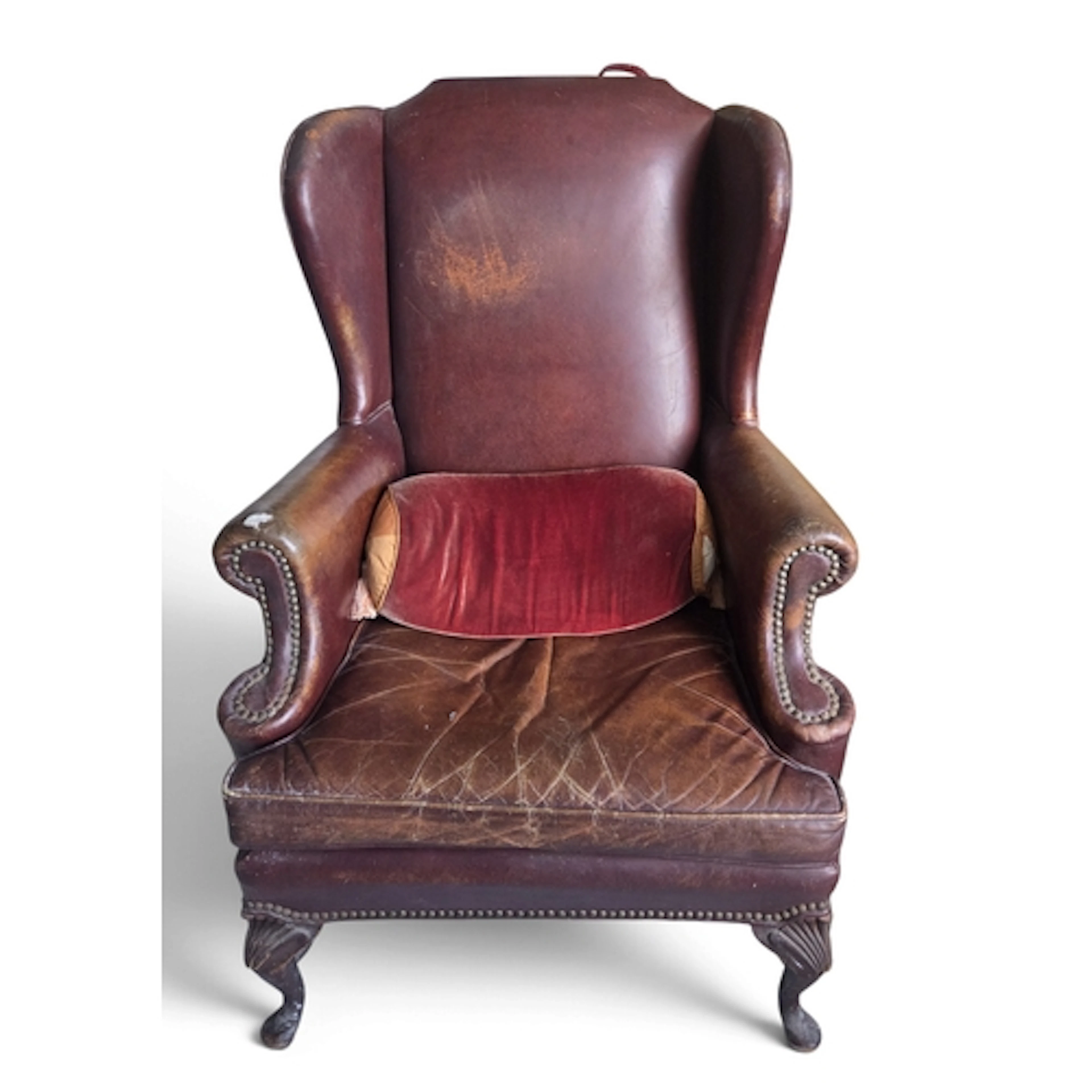 A 19th Century Mahogany Showframe Wingback Armchair with bro...
