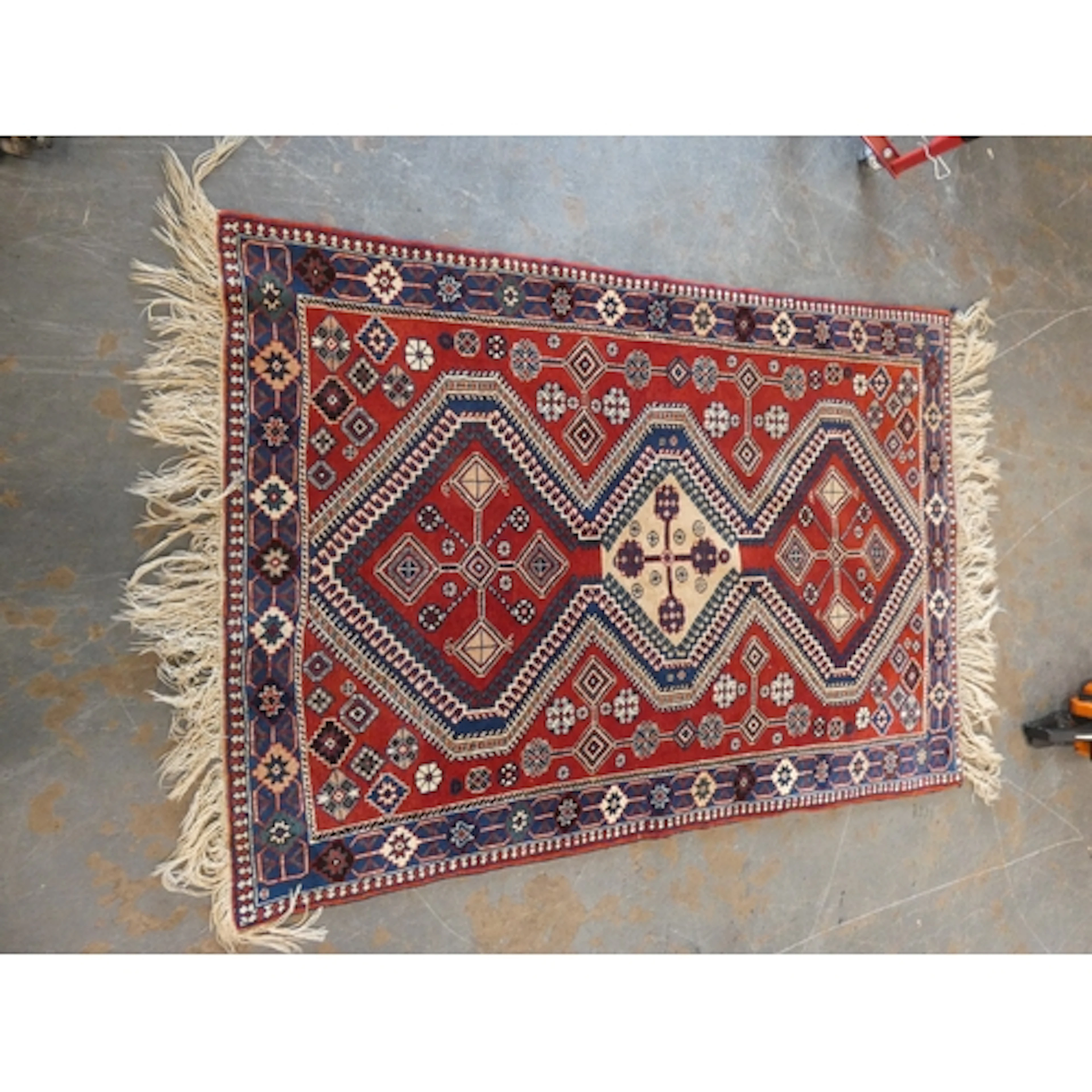 Persian tribal Shirvan hand knotted rug in Caucasian colours...