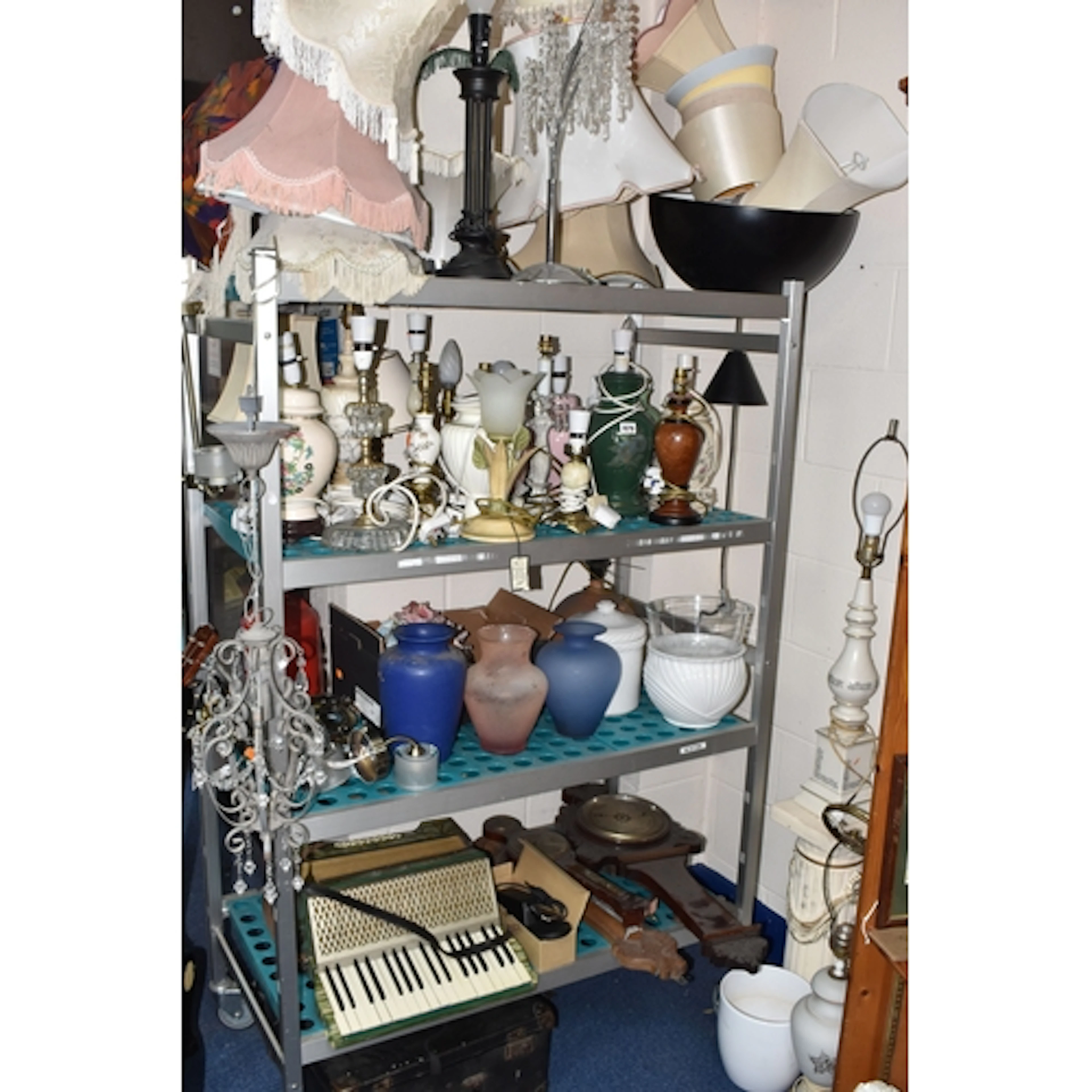 A LARGE COLLECTION OF LAMPS, LIGHT FITTINGS, ETC to include ...