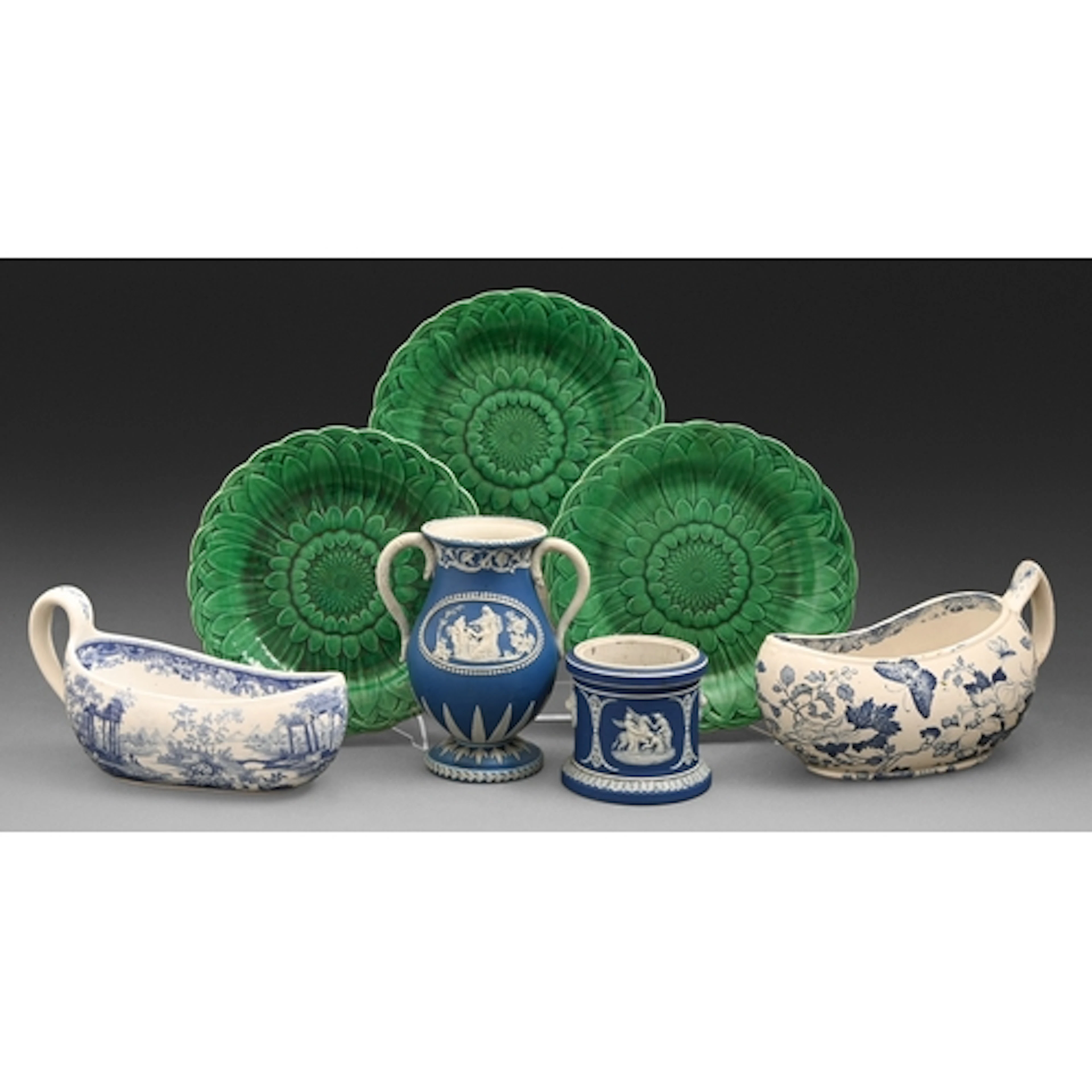 A John Rogers & Son Athens pattern stone china bourdalou...