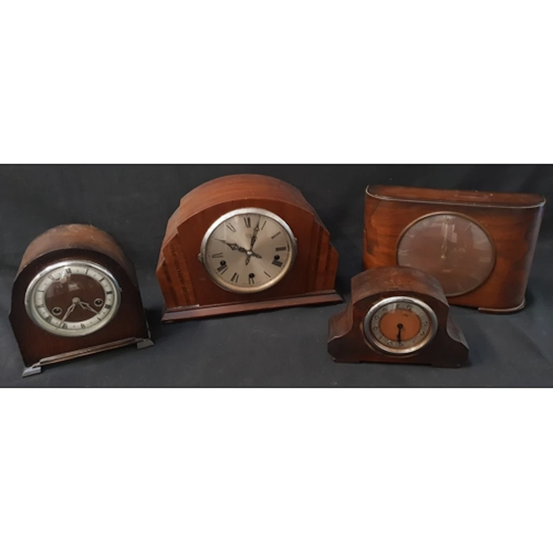 SELECTION OF MANTEL CLOCKS including an example by Smiths E...