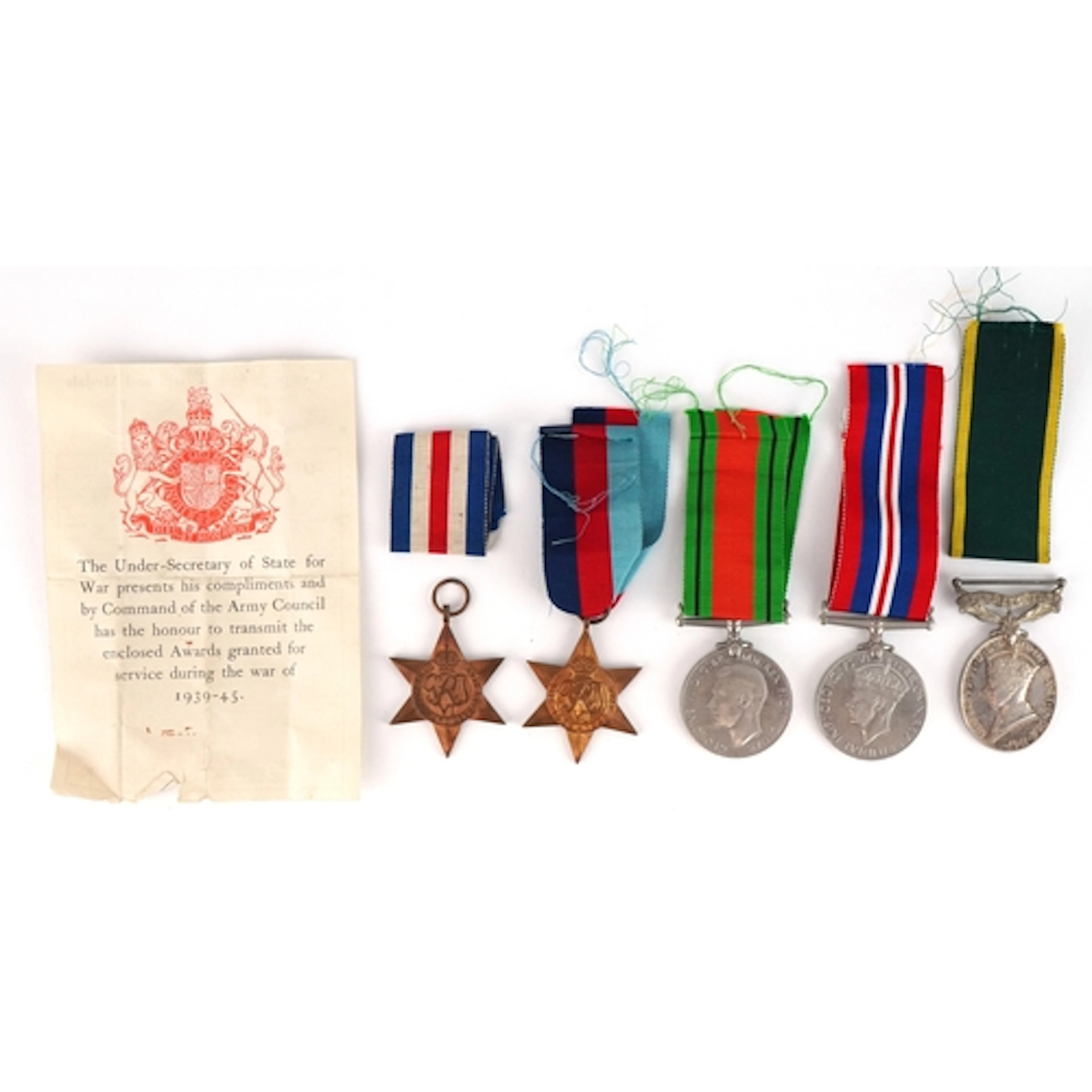 British military World War II medal group comprising War med...