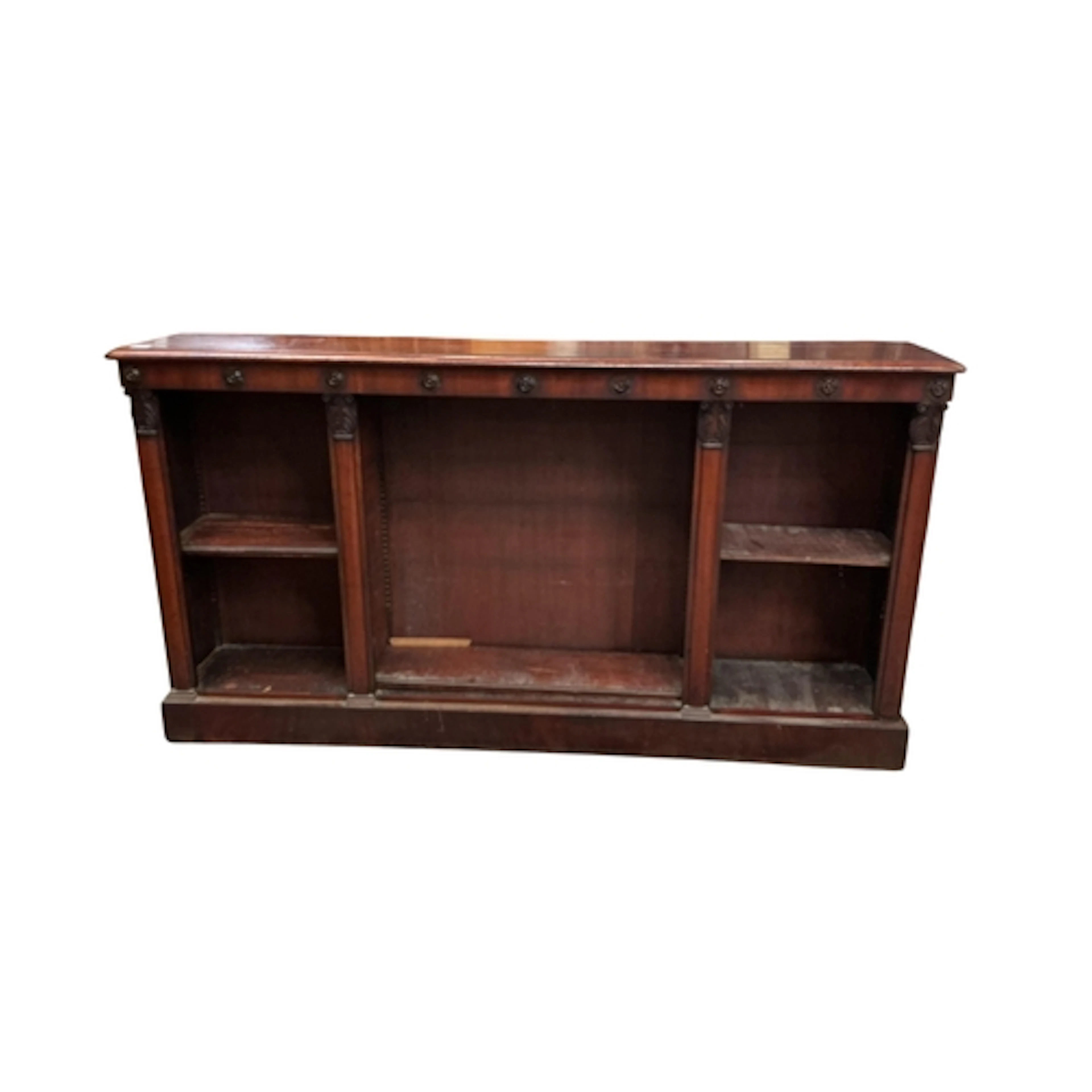 A William IV mahogany dwarf open bookcase, width 198cm, dept...