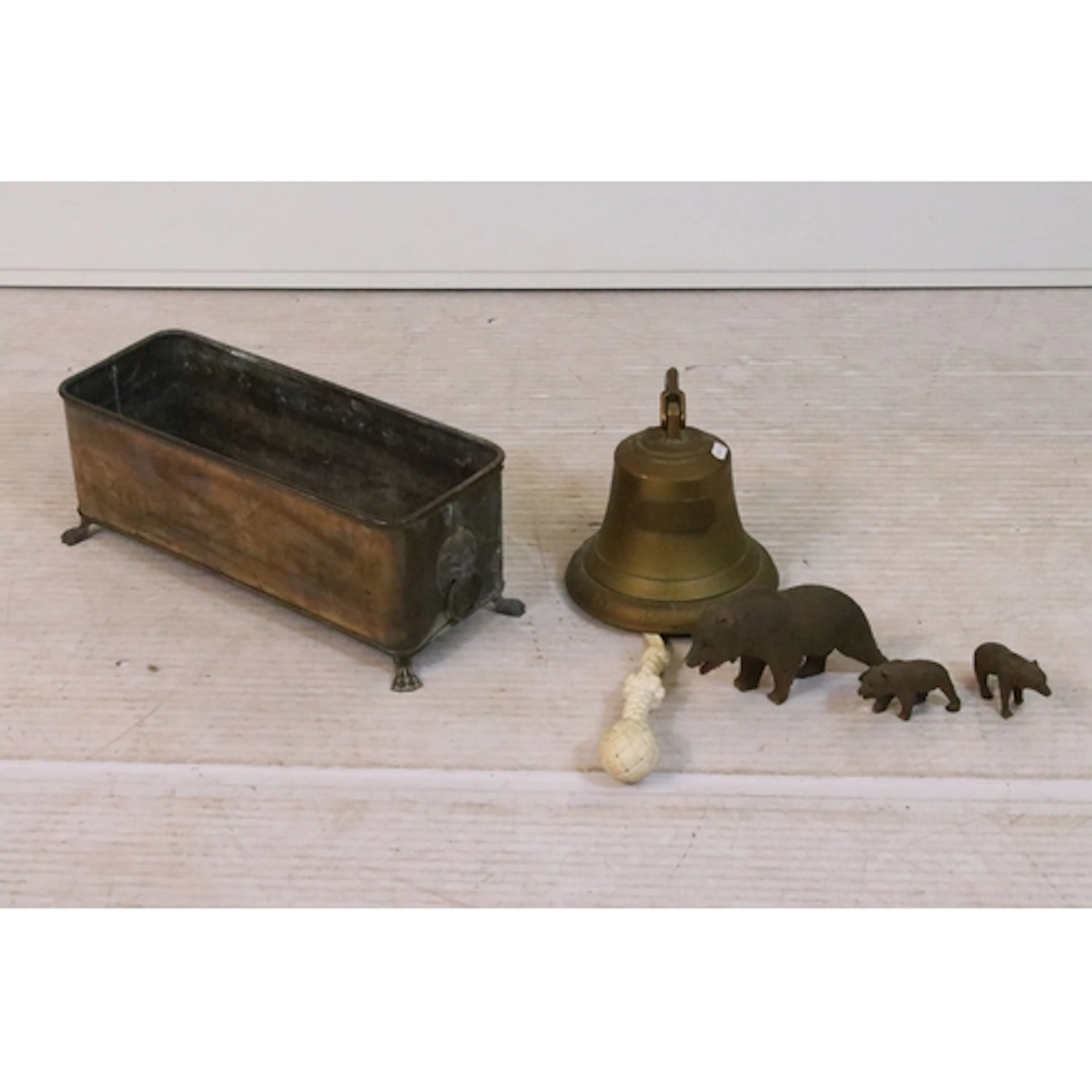 20th century brass rectangular planter, having lion's mask h...