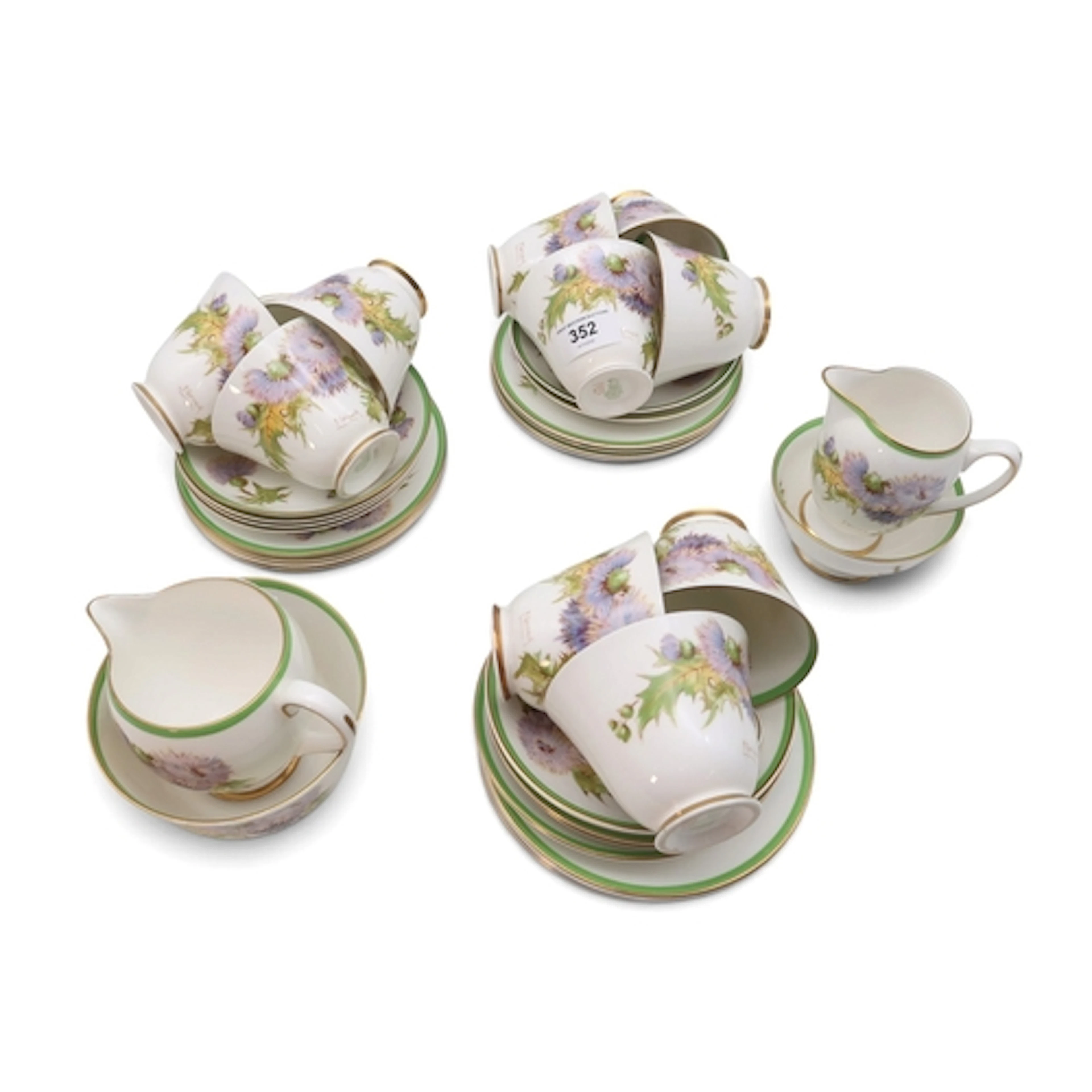 A Royal Doulton Glamis Thistle tea set designed by P Curnock...