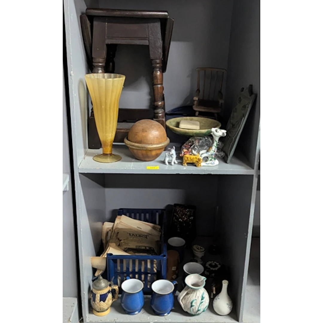 A mixed lot to include a blue glass bowl, ephemera relating ...