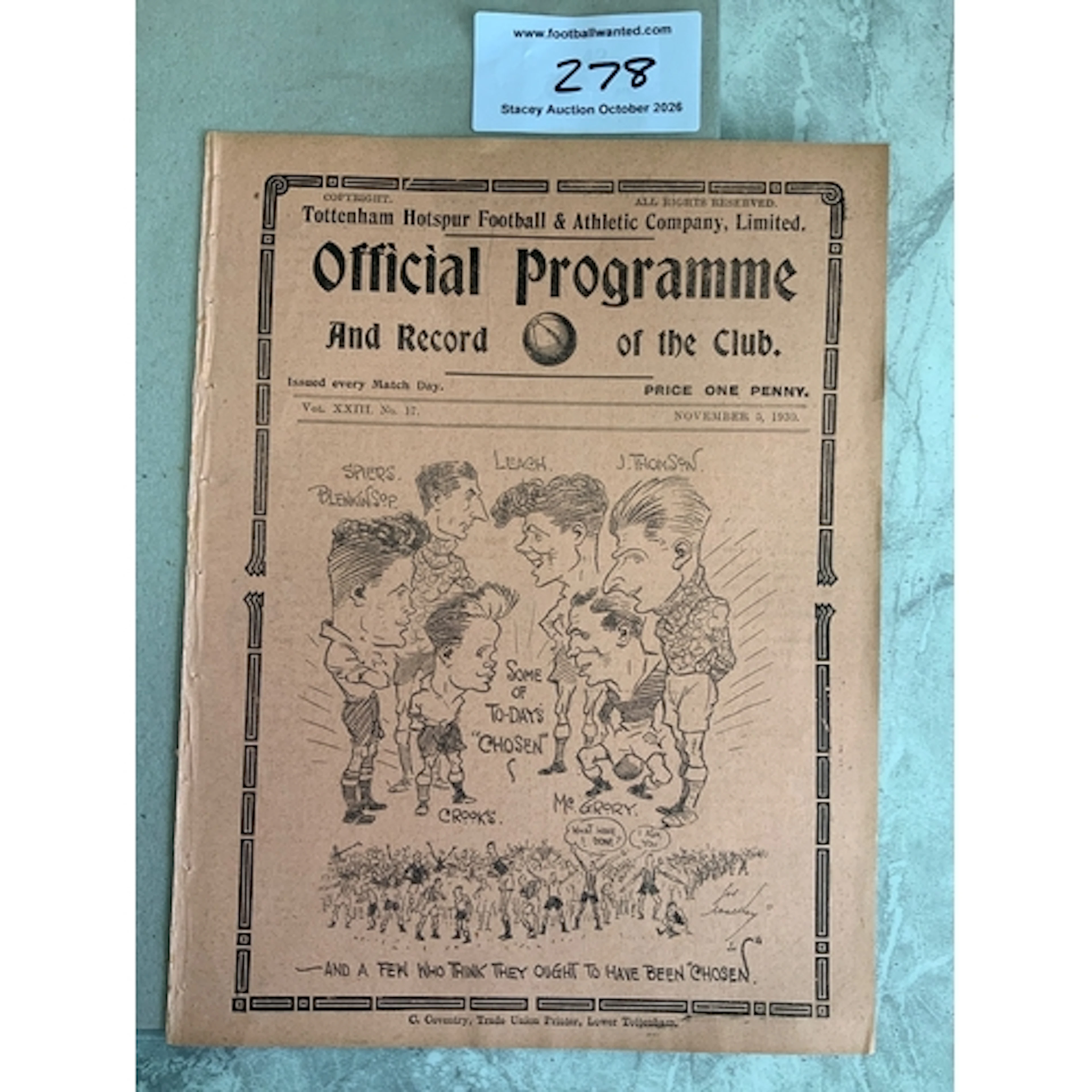 1930 Football League v Scottish League Football Programme: E...