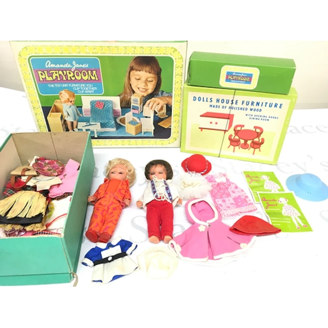 2 X Amanda Janes Dolls, a Boxed Playroom, And Accessories. N...