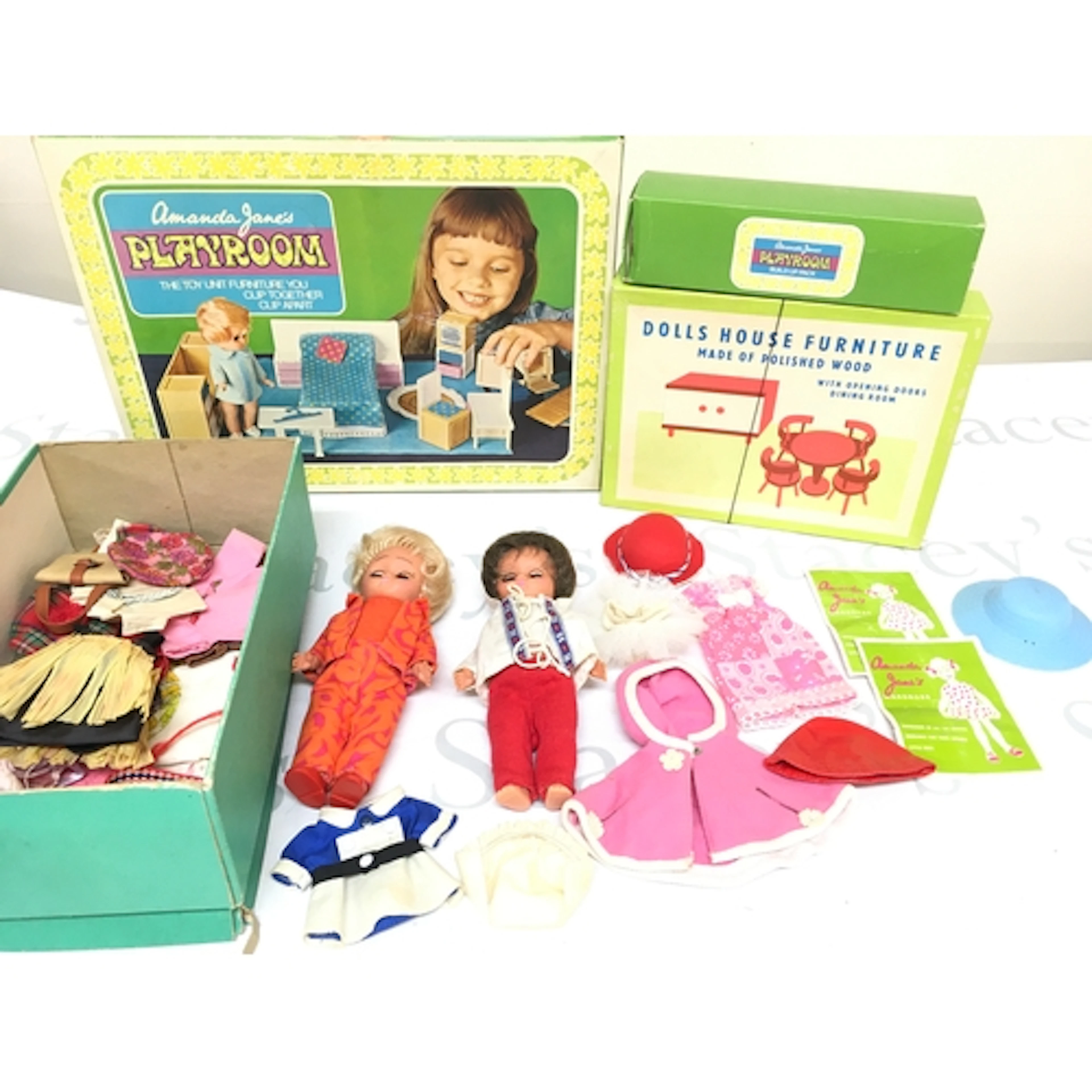 2 X Amanda Janes Dolls, a Boxed Playroom, And Accessories. N...