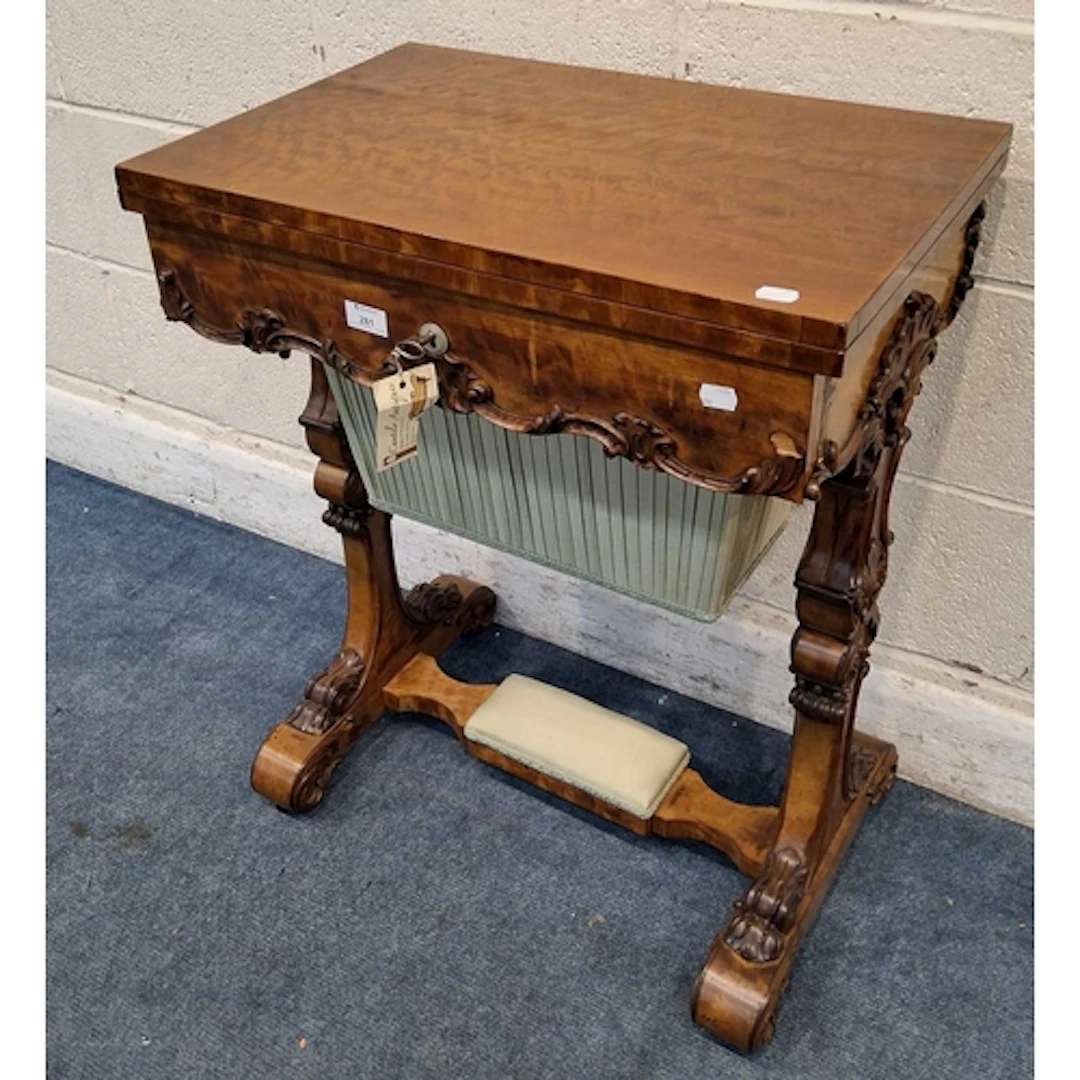 A 19TH CENTURY SATINWOOD WORK TABLE, with a rotating fold ov...