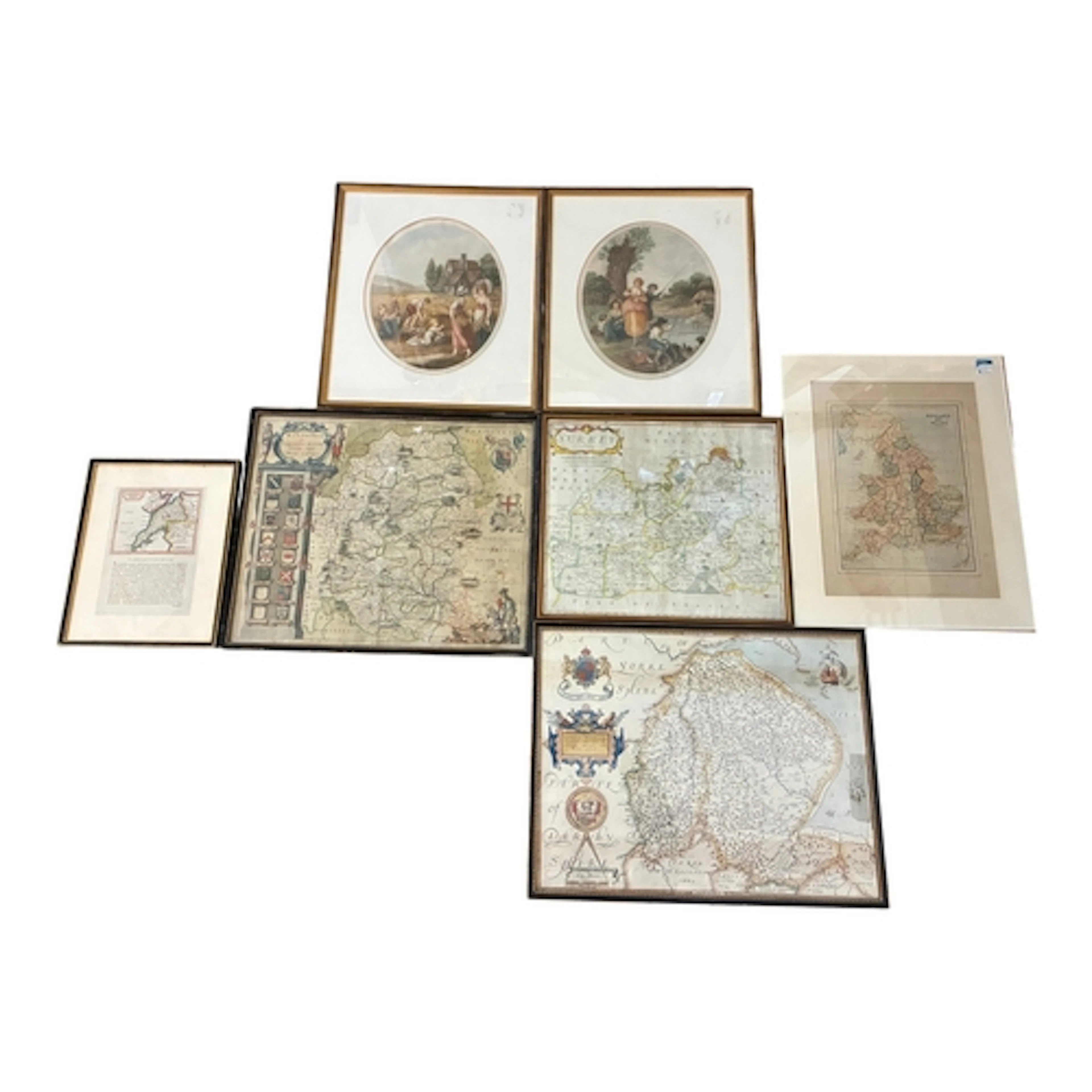 Five maps and two prints, 20th century and earlier - After C...