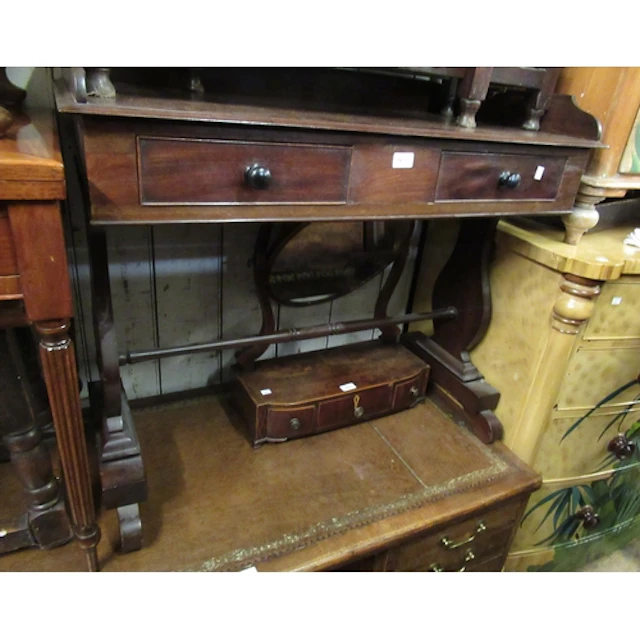 Victorian mahogany washstand, with a low galleried back, rai...