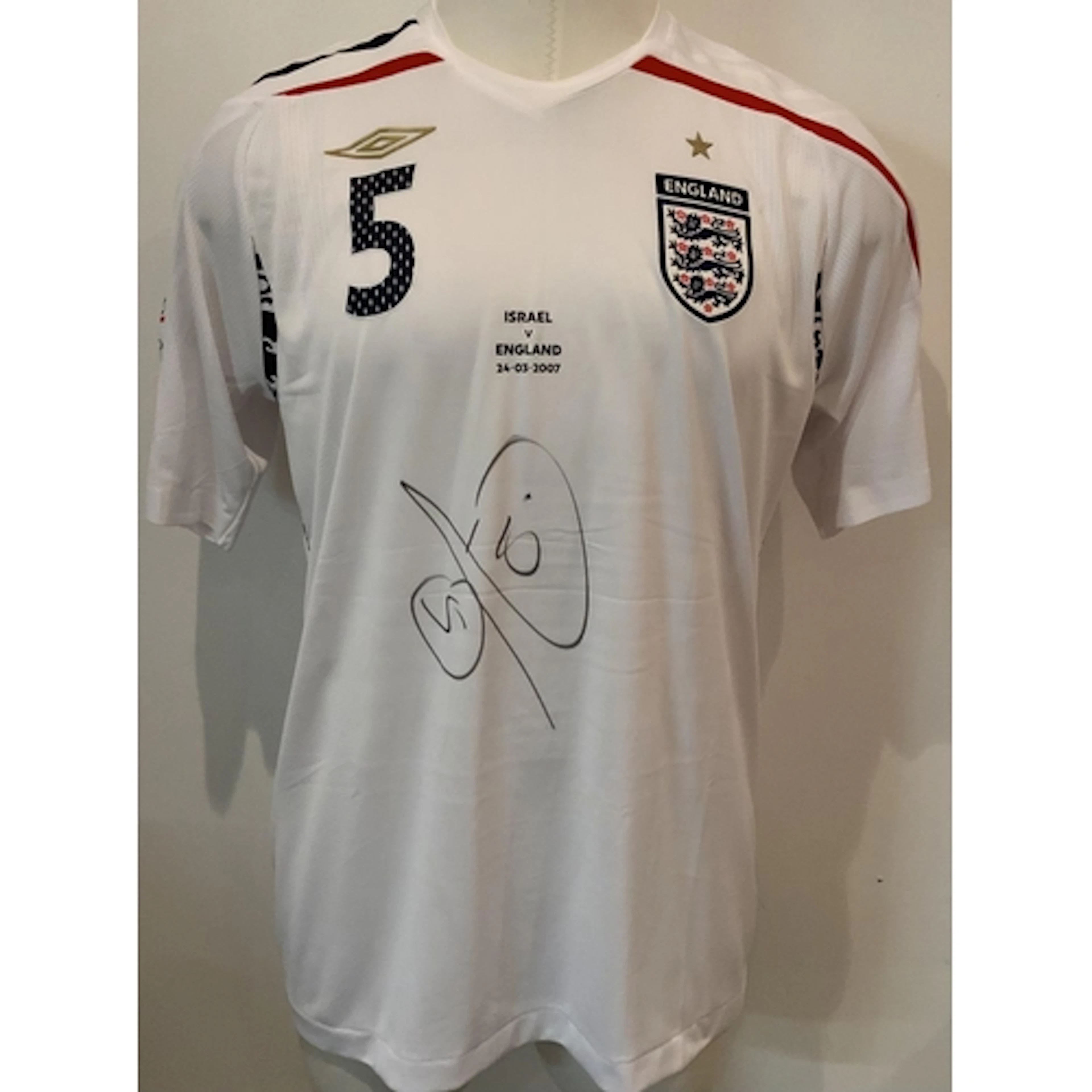 England Rio Ferdinand 2007 Match Worn Football Shirt: Umbro ...