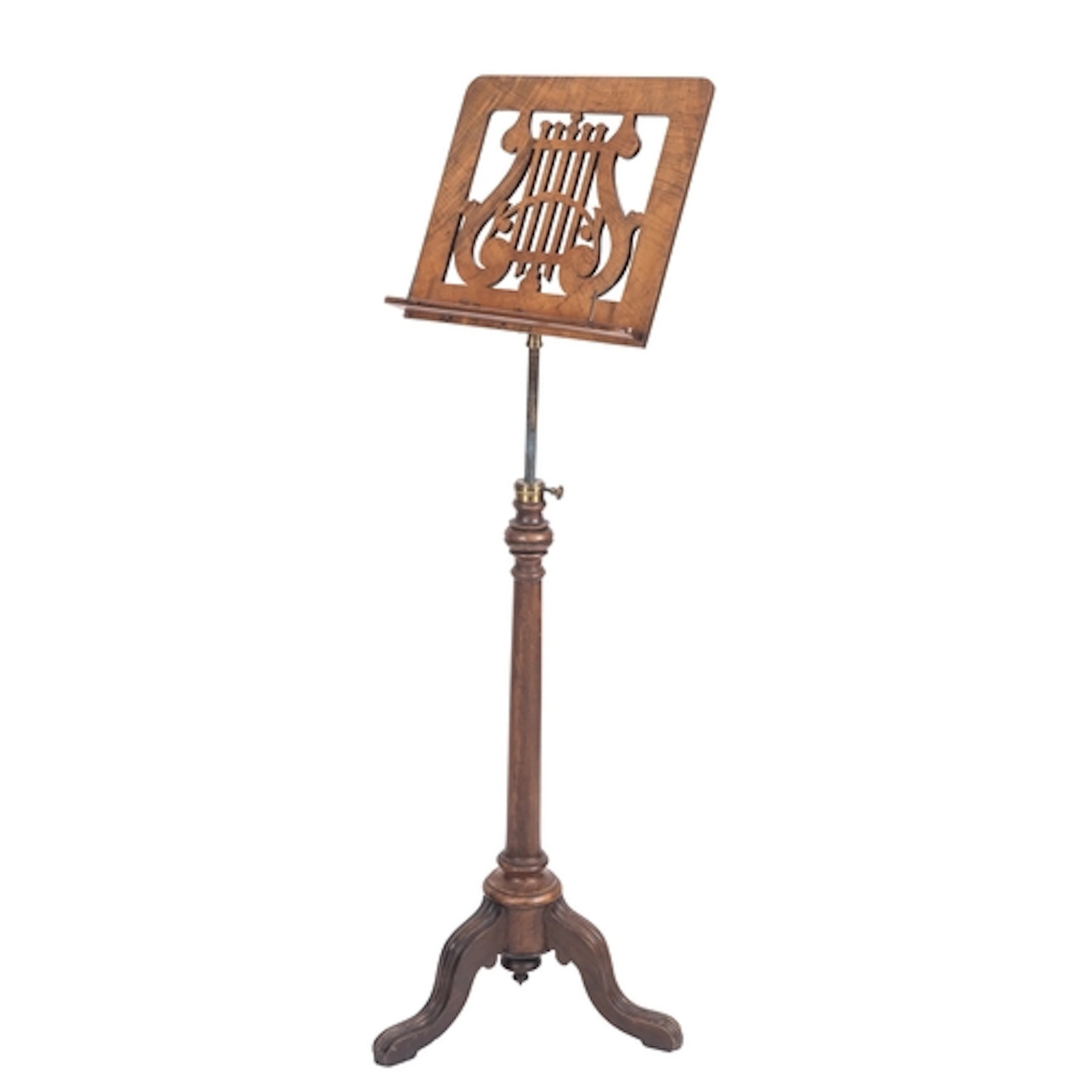 An early Victorian walnut music stand, circa 1840; the openw...
