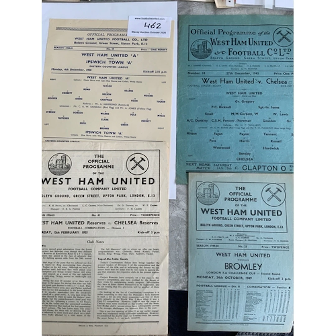 West Ham Home Football Programmes: 50/51 Ipswich ECL, 49/50 ...