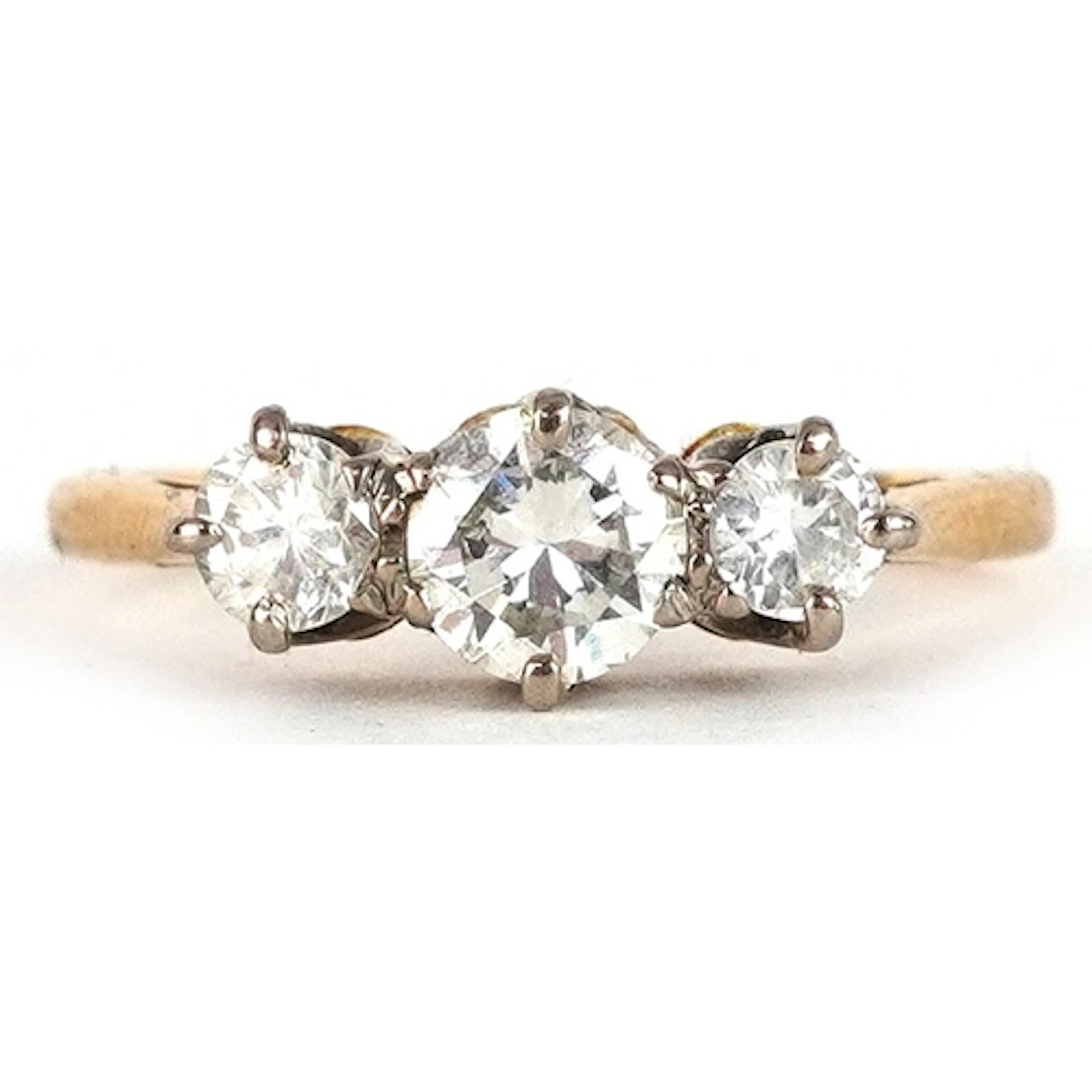 18ct gold diamond trilogy ring, total diamond weight approxi...