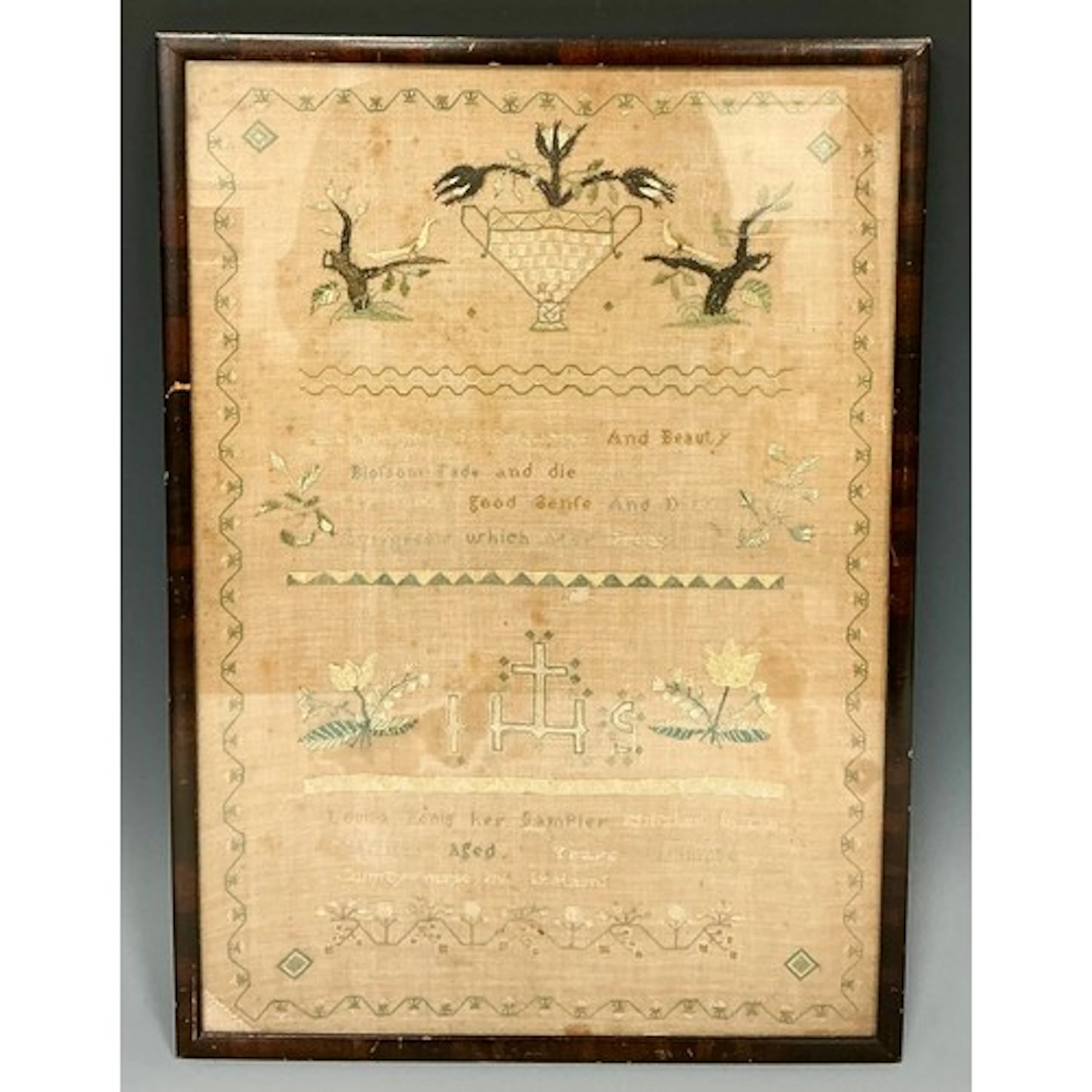 A George III Irish needlework sampler, Louisa Konig her Samp...