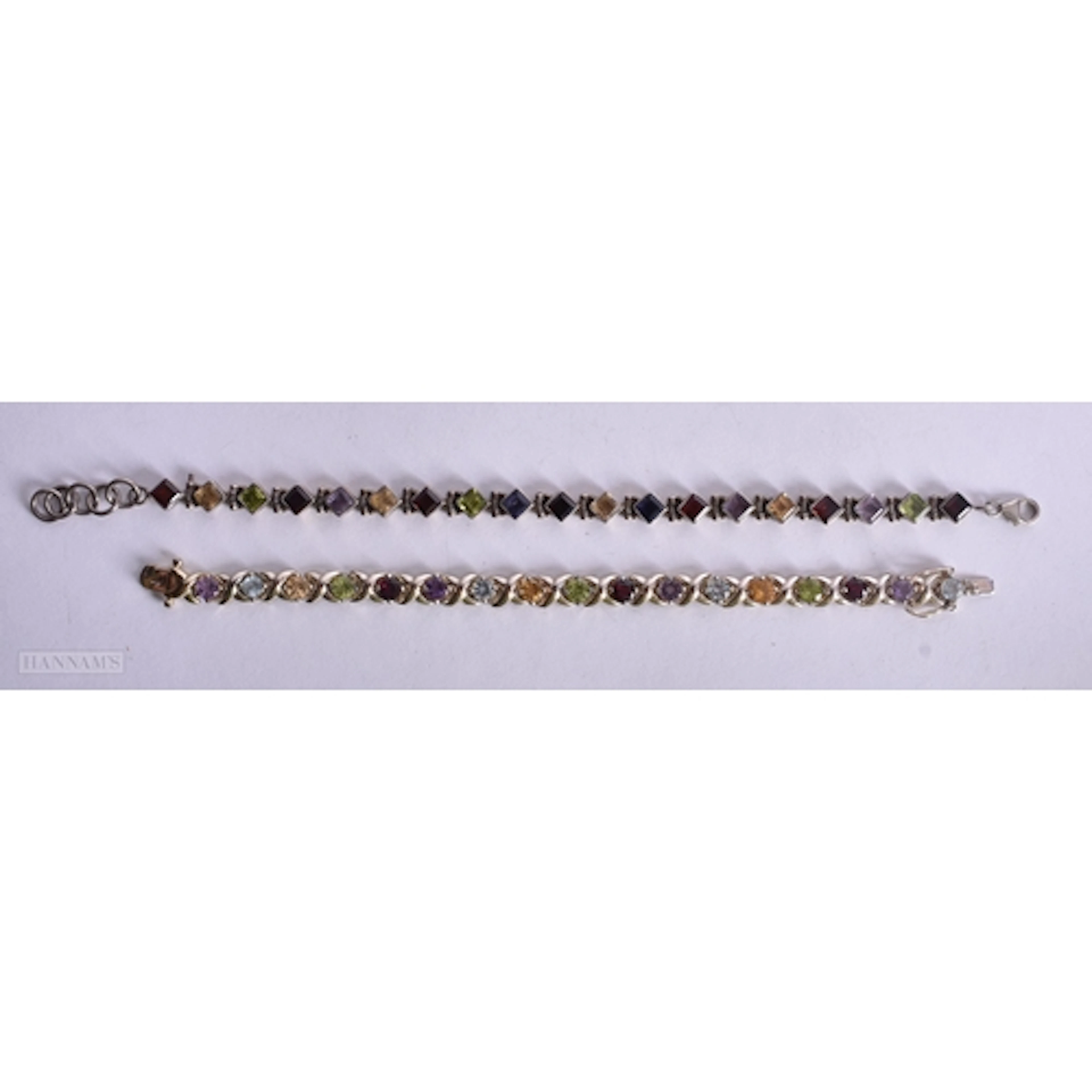 Collection of Sterling Silver Multi Gemstone Bracelets inc. ...
