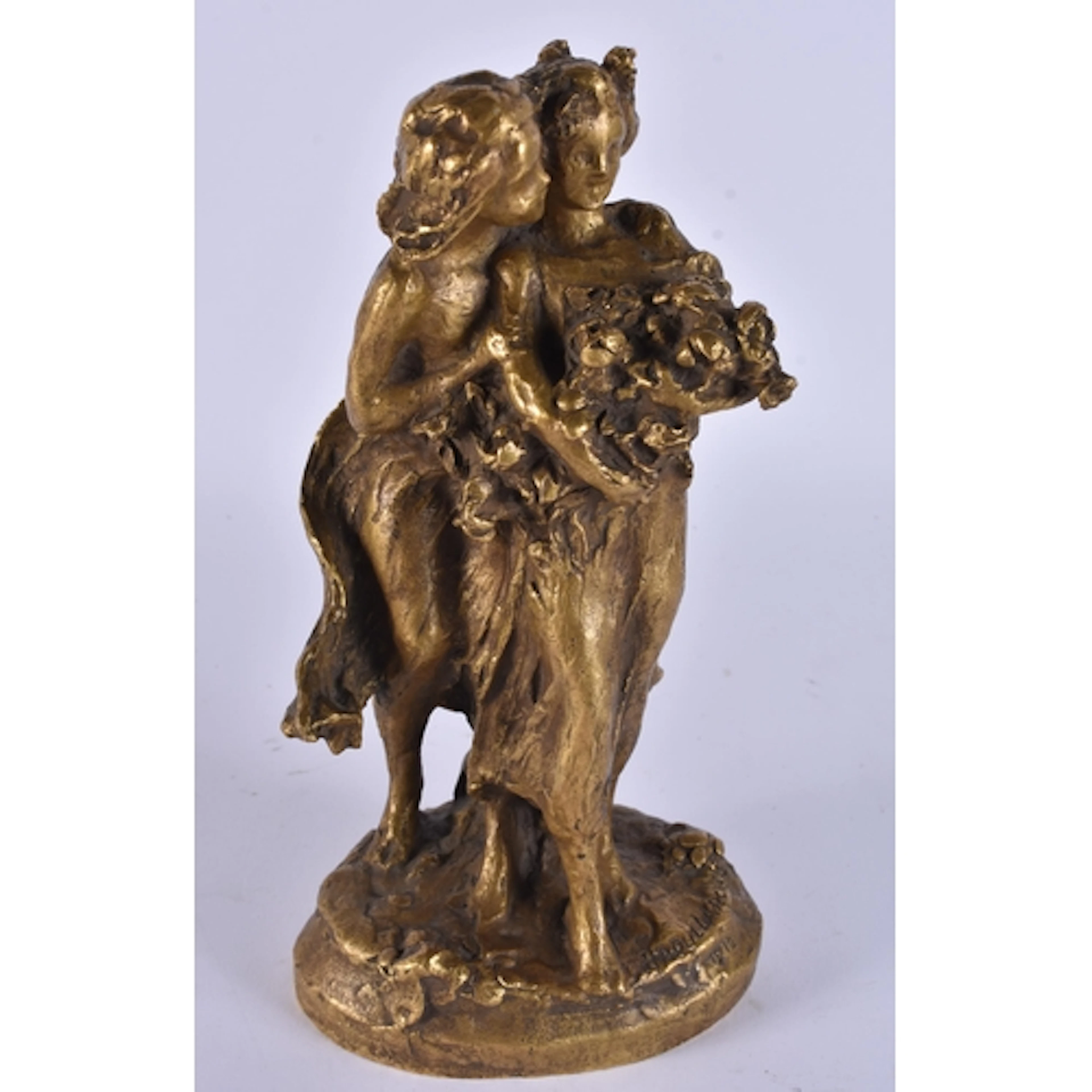 A FRENCH ART NOUVEAU GILT BRONZE FIGURE OF TWO FEMALES by Fr...