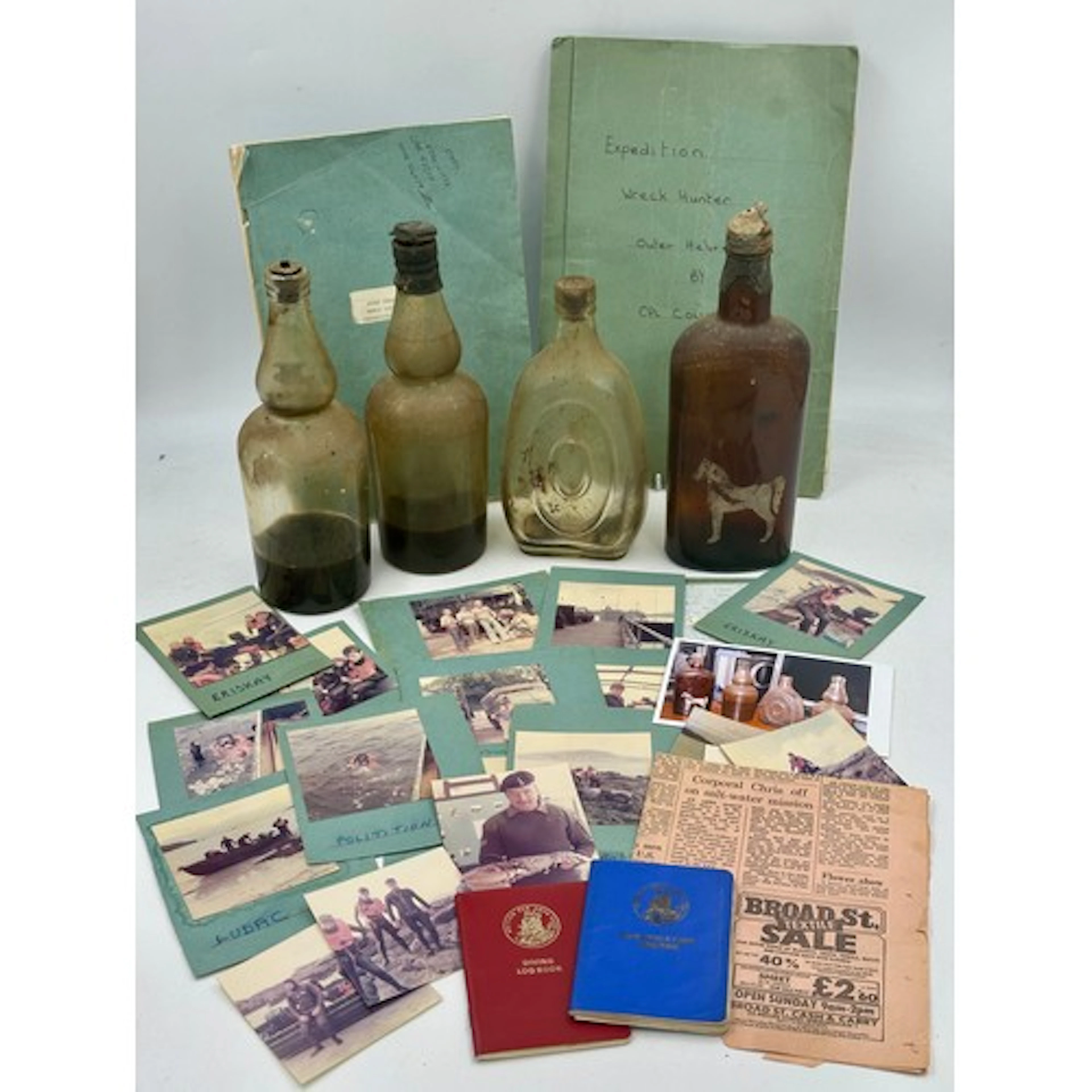 Four shipwreck whisky bottles salvaged from the wreck of the...