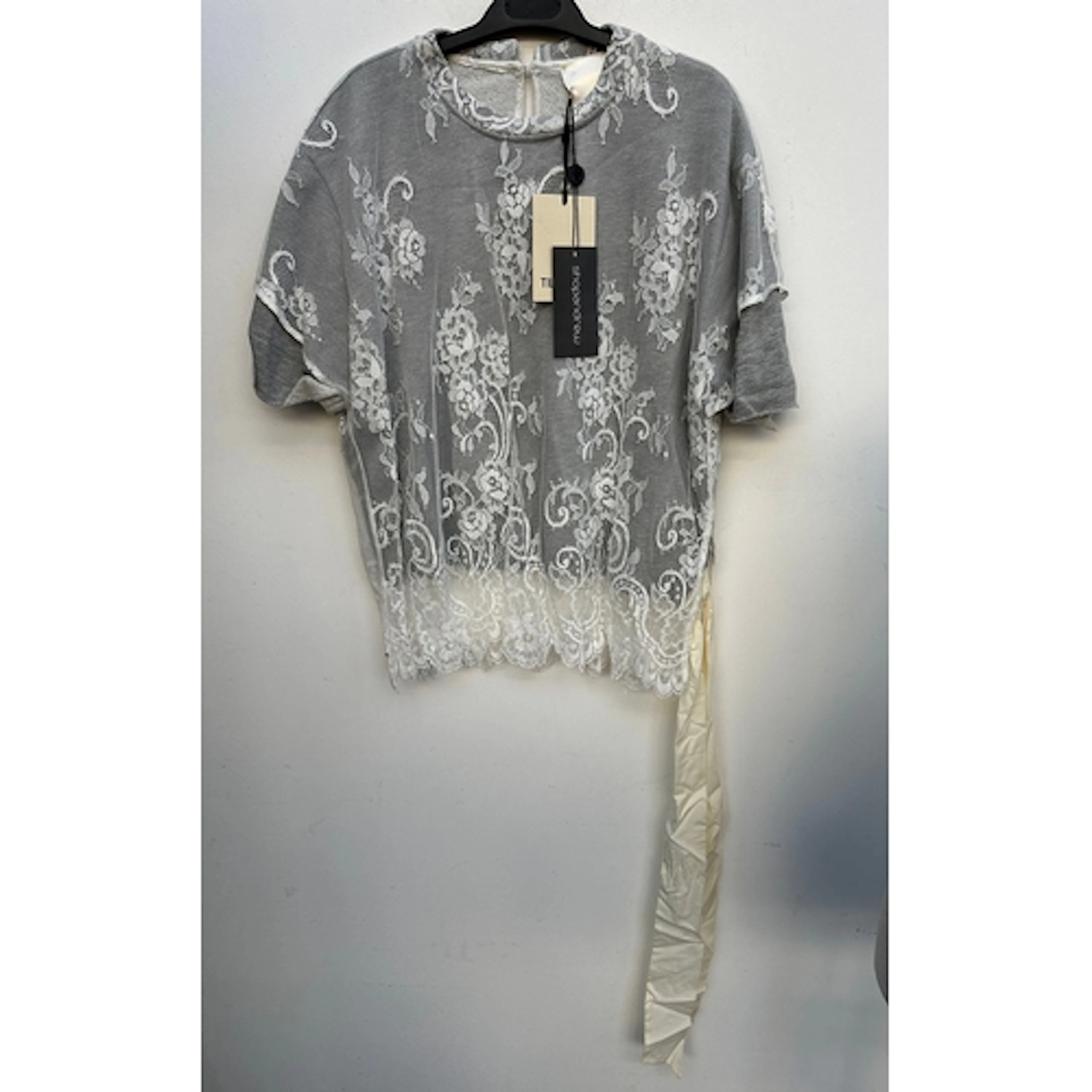 Andrew Majtenyi, NWT, a TILL.DA grey and white lace top, siz...