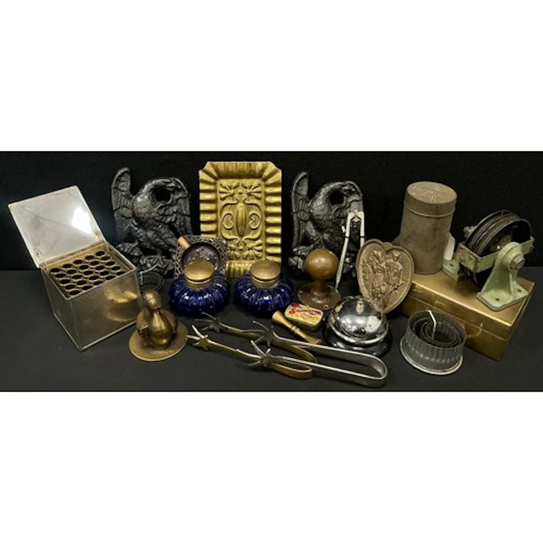 Boxes & Objects - a pair of Victorian cast iron eagle appliq...