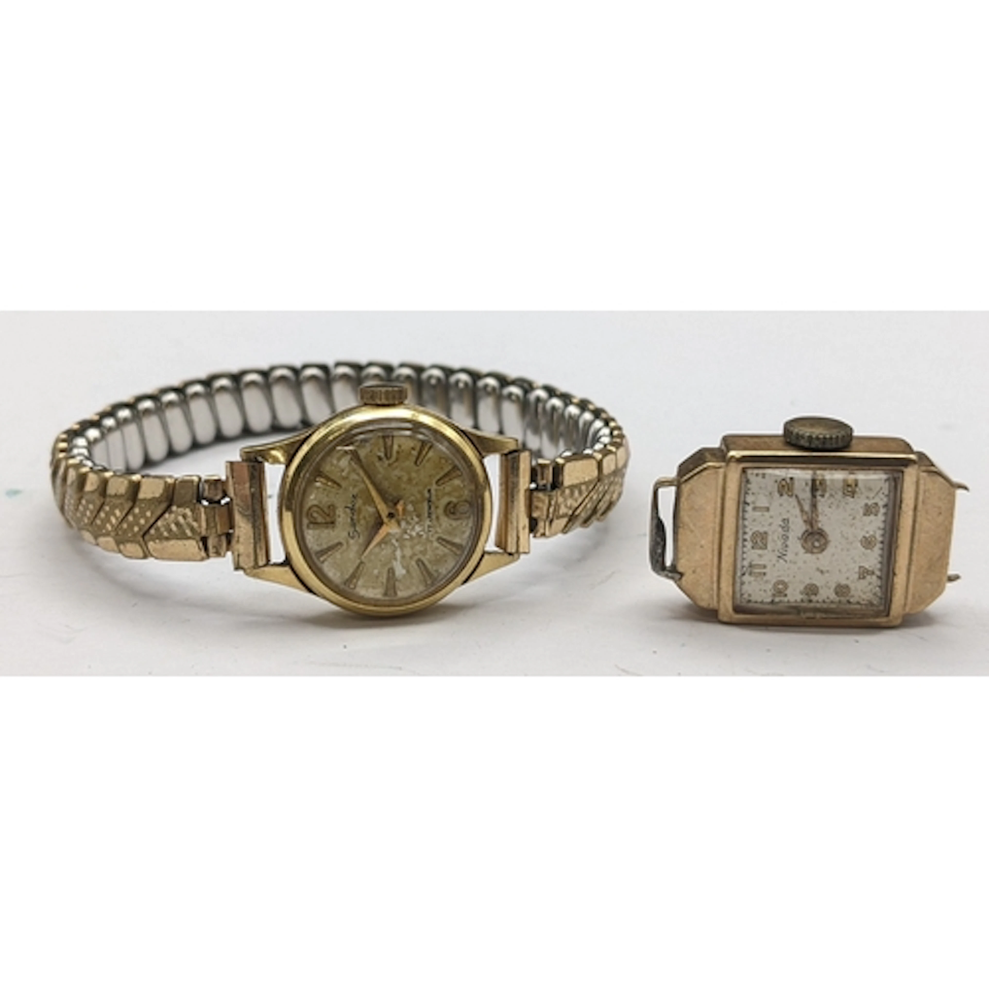 A mid 20th century 18ct gold ladies watch on a later gold pl...