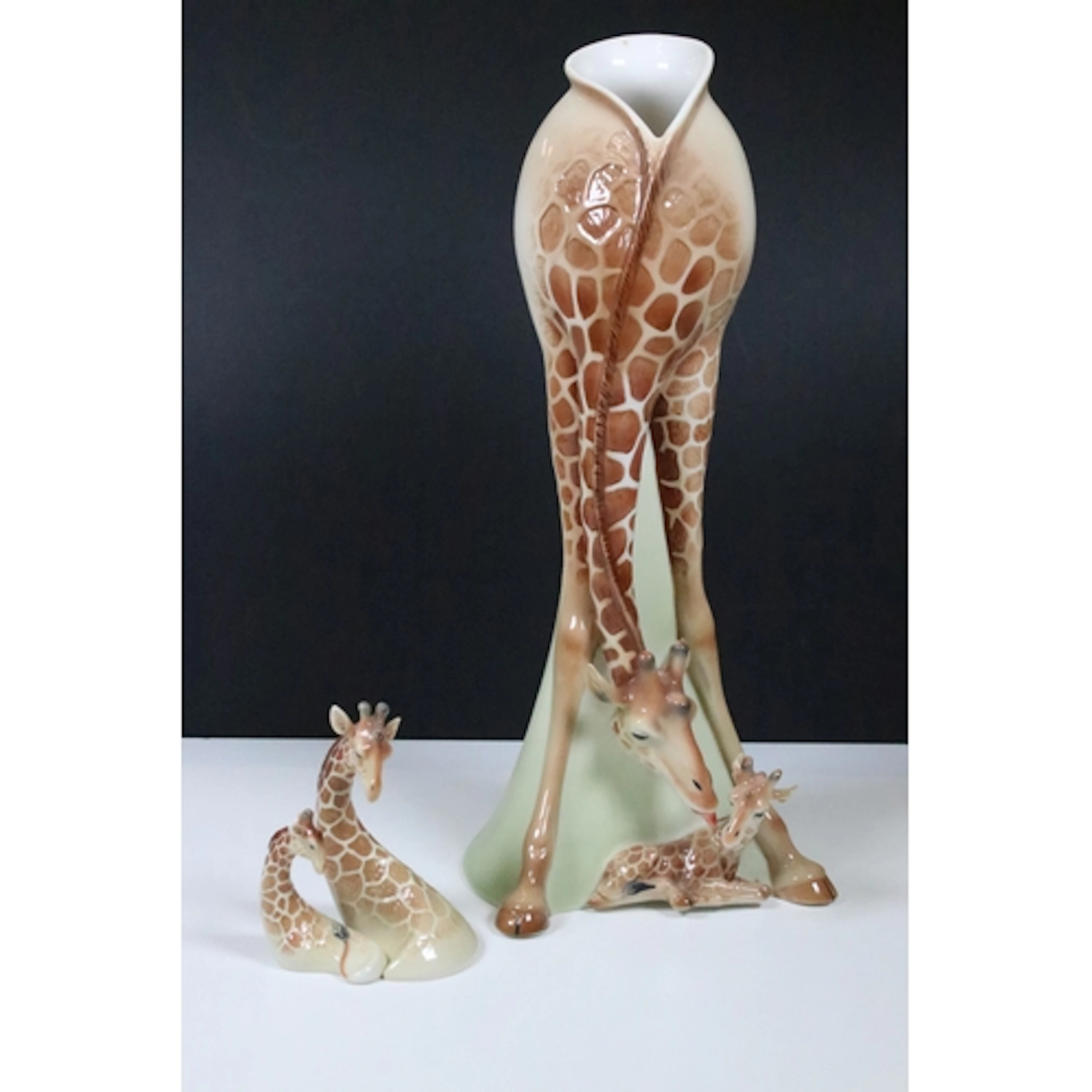 Franz porcelain figural Giraffe vase, in the form of a giraf...