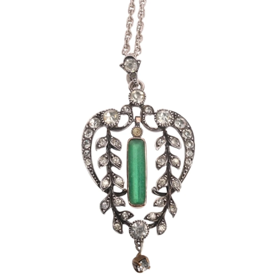 An Art Nouveau French? sterling silver paste heart pendant n...