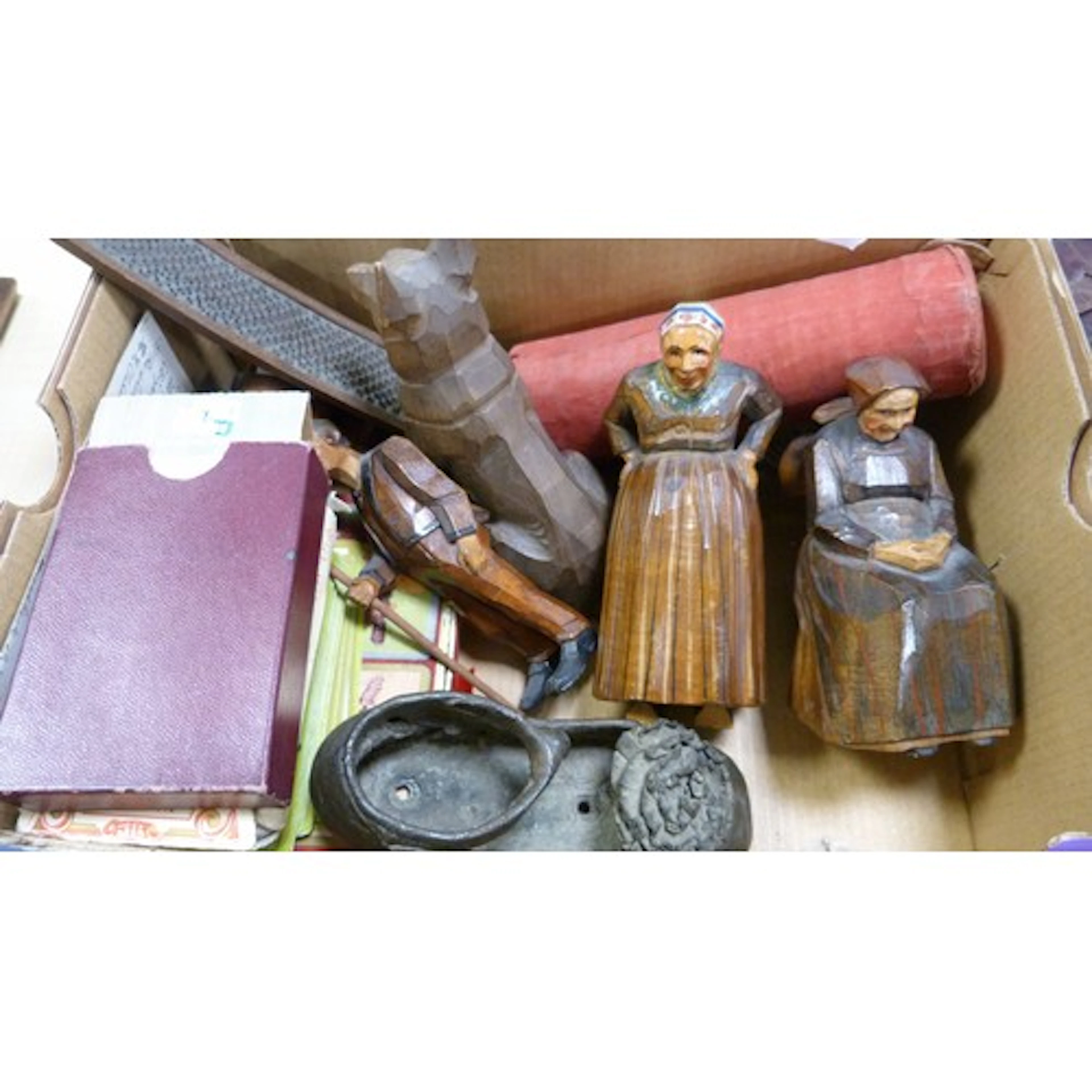 Collection of curio and collectables to include wood carving...