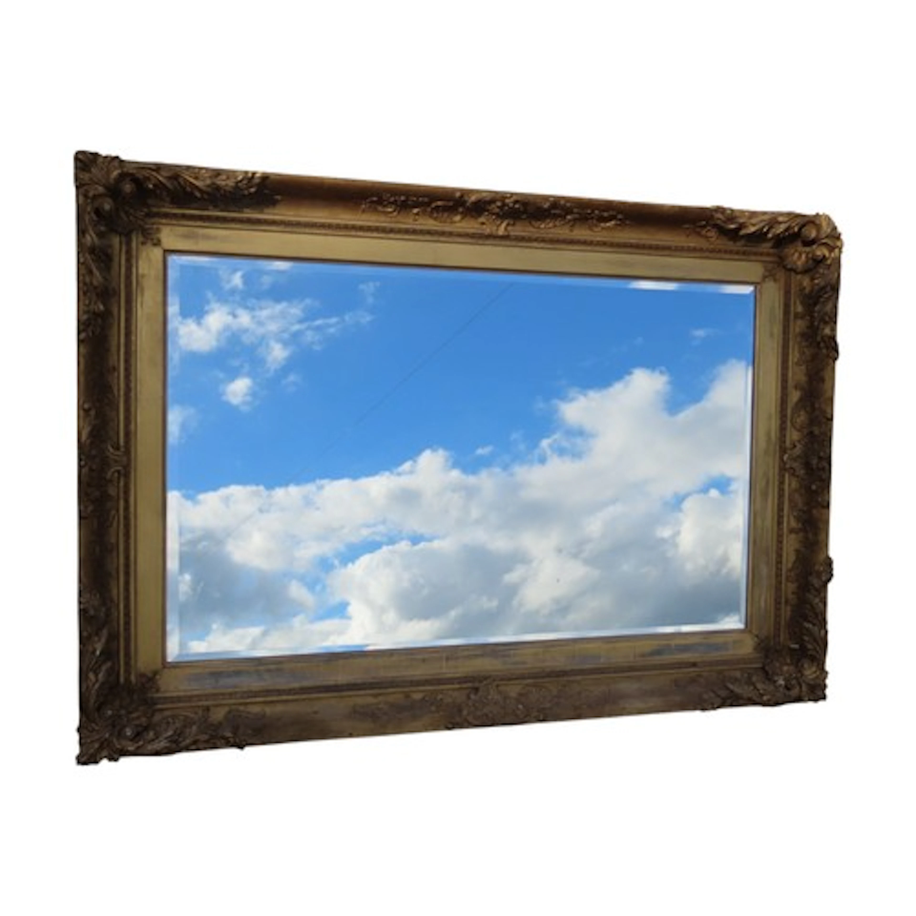 A Large 19th century rectangular moulded gilt framed wall mi...