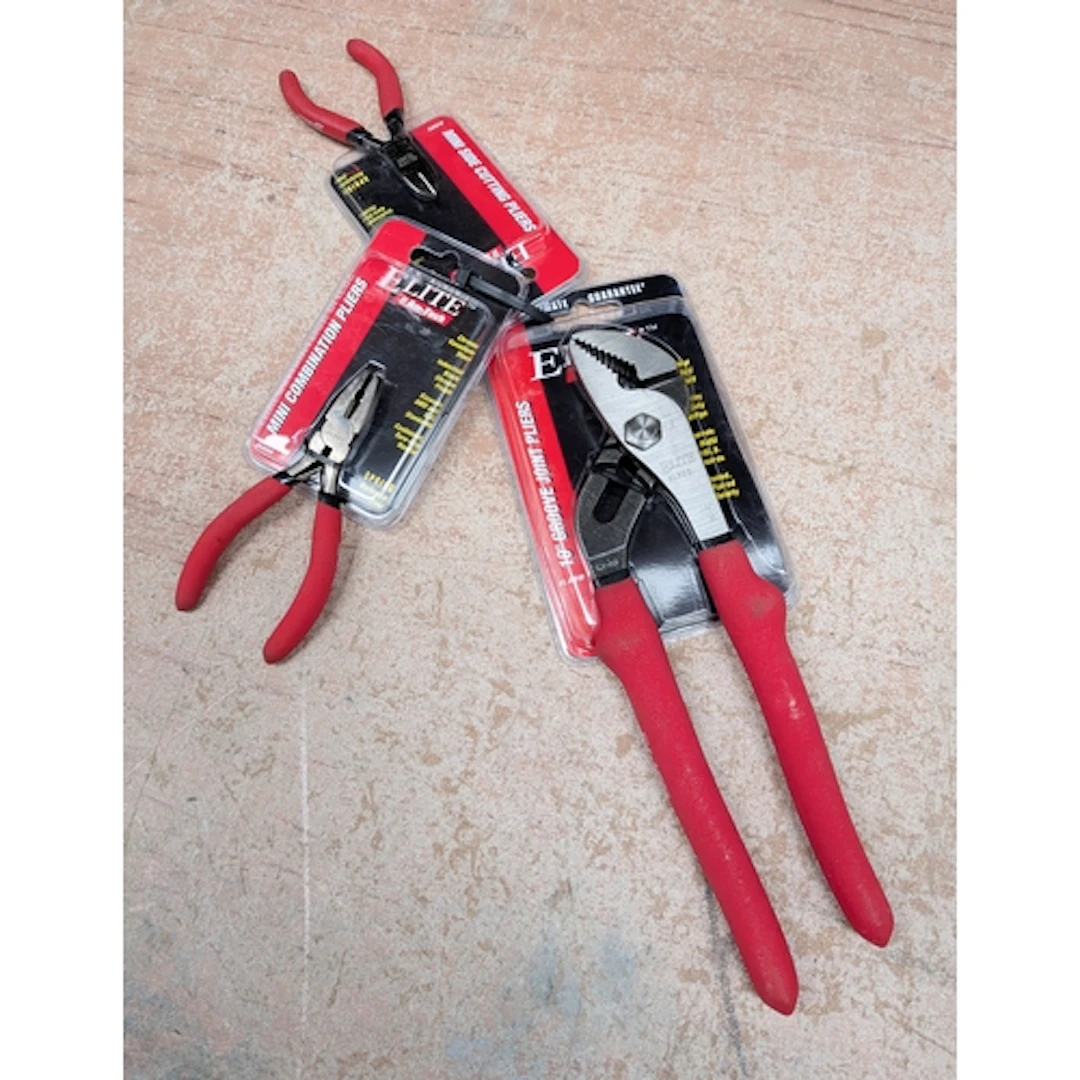A new 10" groove joint pliers, mini combination pliers and m...