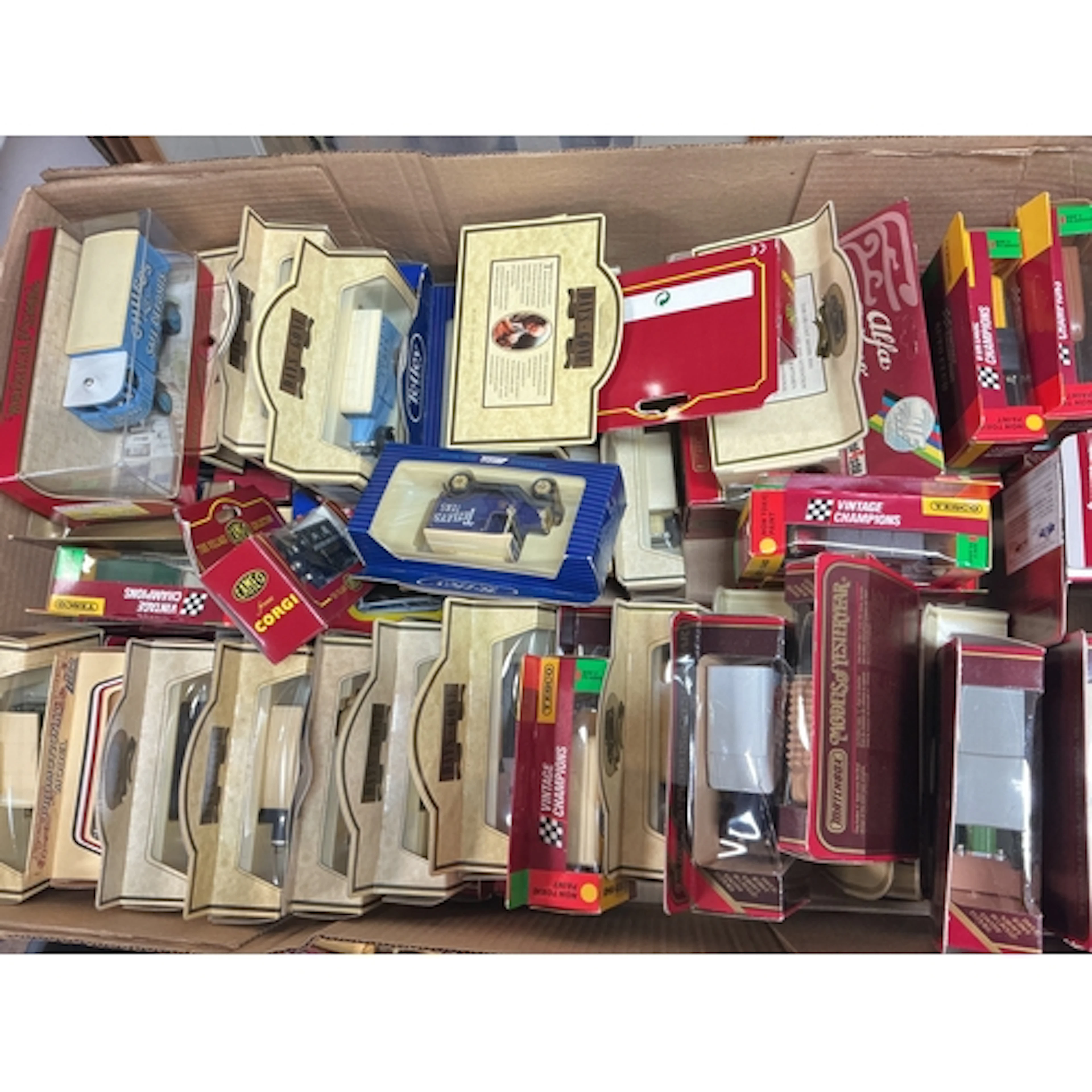 4 Boxes Containing Matchbox Models Of Yesteryear And Lledo D...