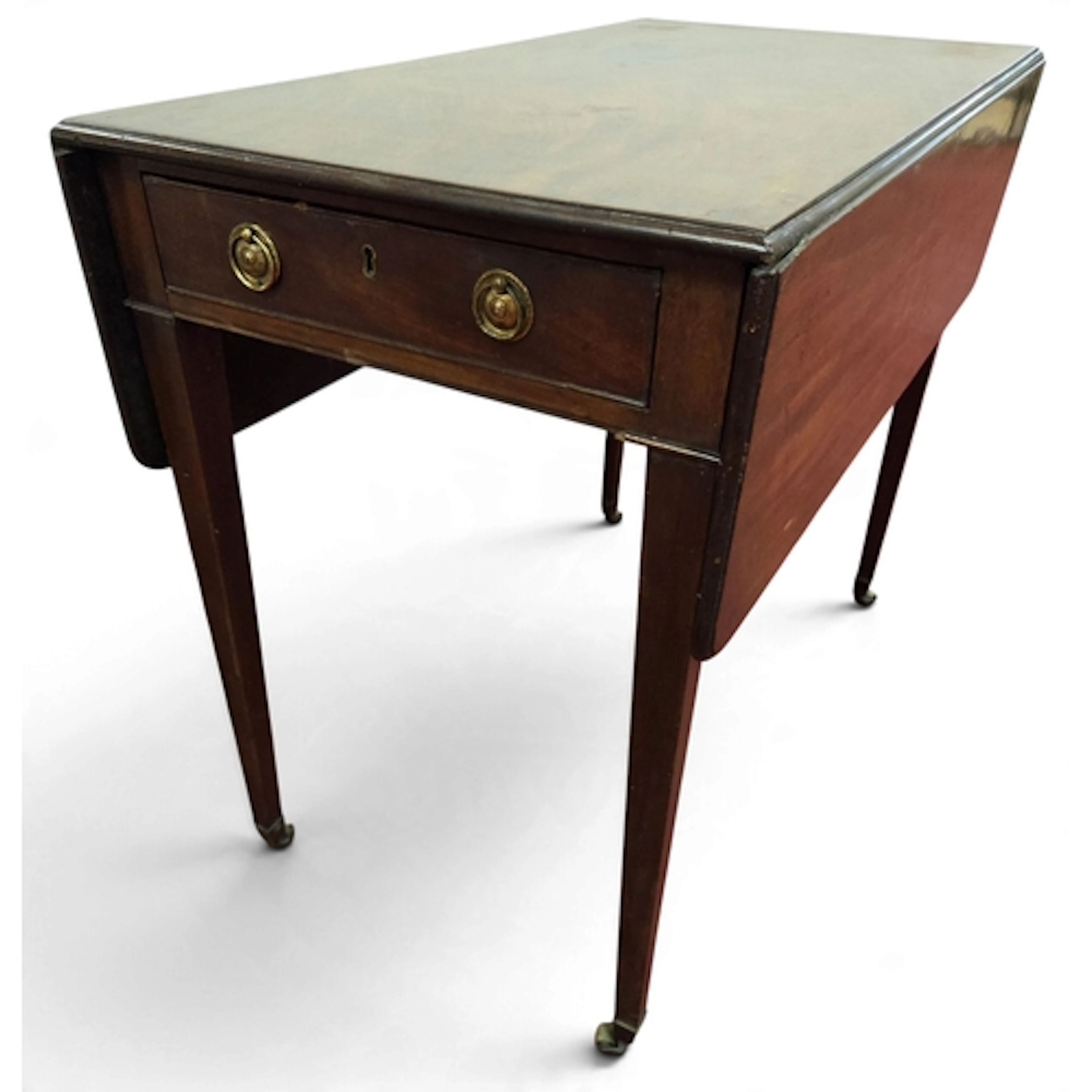 A 19th Century Mahogany Dropleaf Table with single frieze dr...