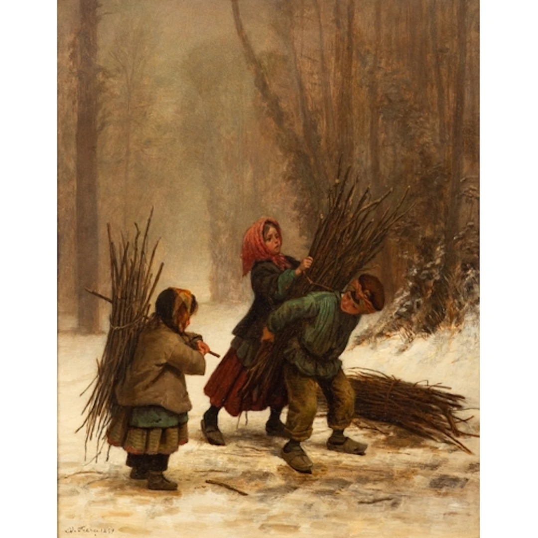 Edouard Frere (French, 1819-1886) - 'Gathering Winter Fuel' ...