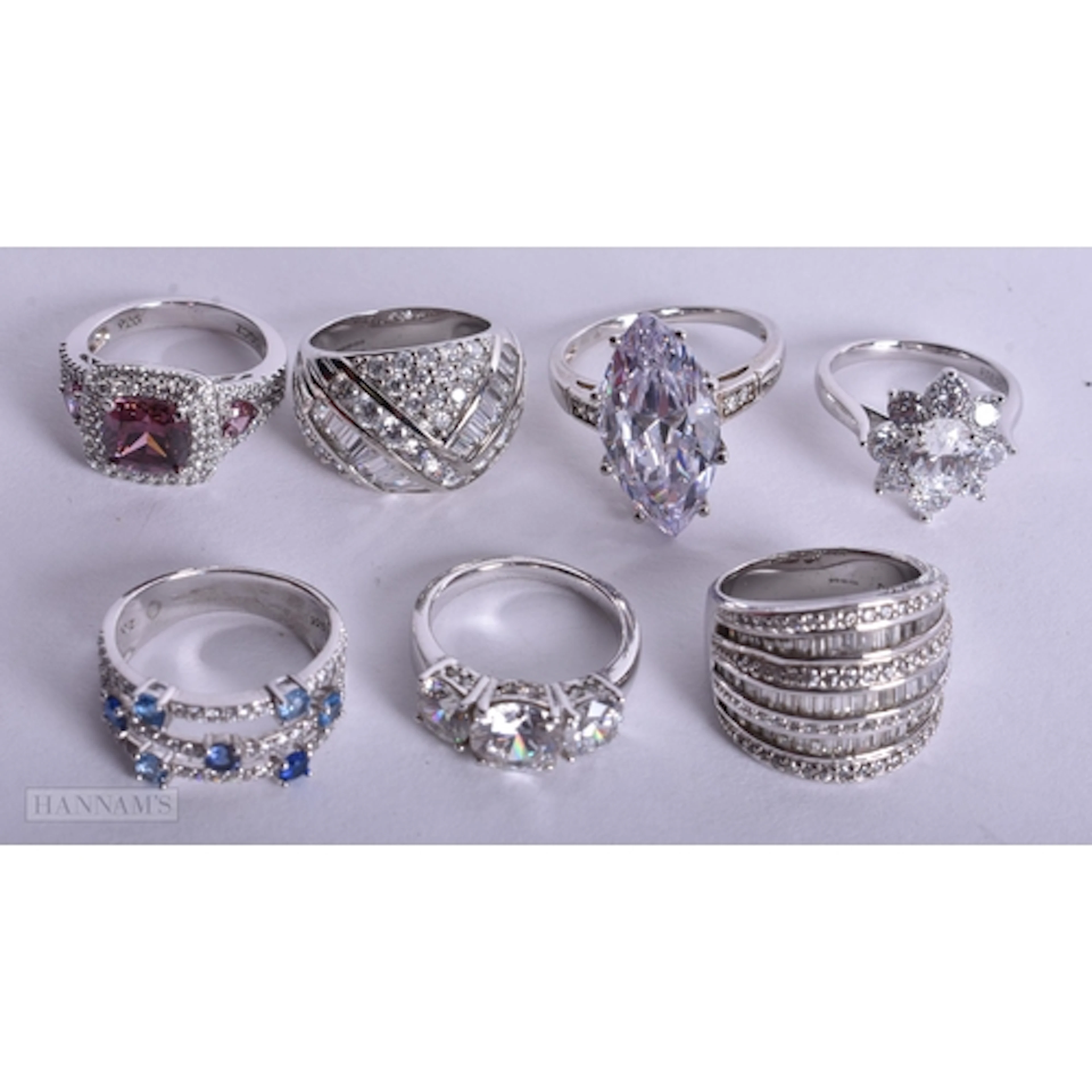 Collection of Sterling Silver Cubic Zirconia Rings inc. Tril...