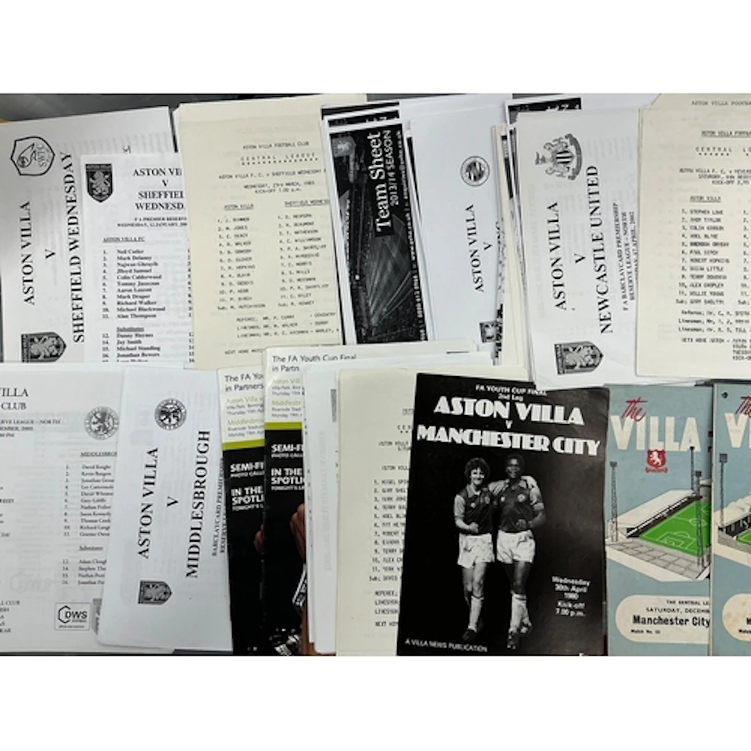 Aston Villa Reserve + Youth Football Programmes: From the 60...