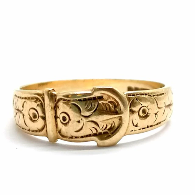 9ct hallmarked gold buckle ring - size Q & 2.8g