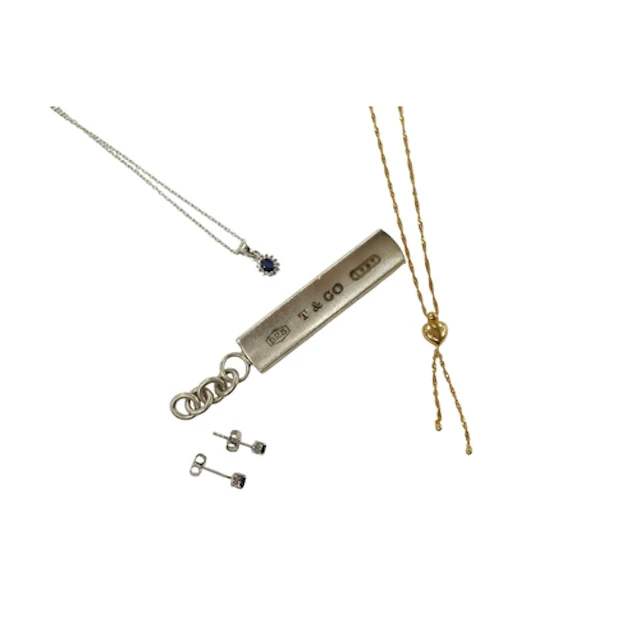 A collection of jewels, including a pair of sapphire stud ea...