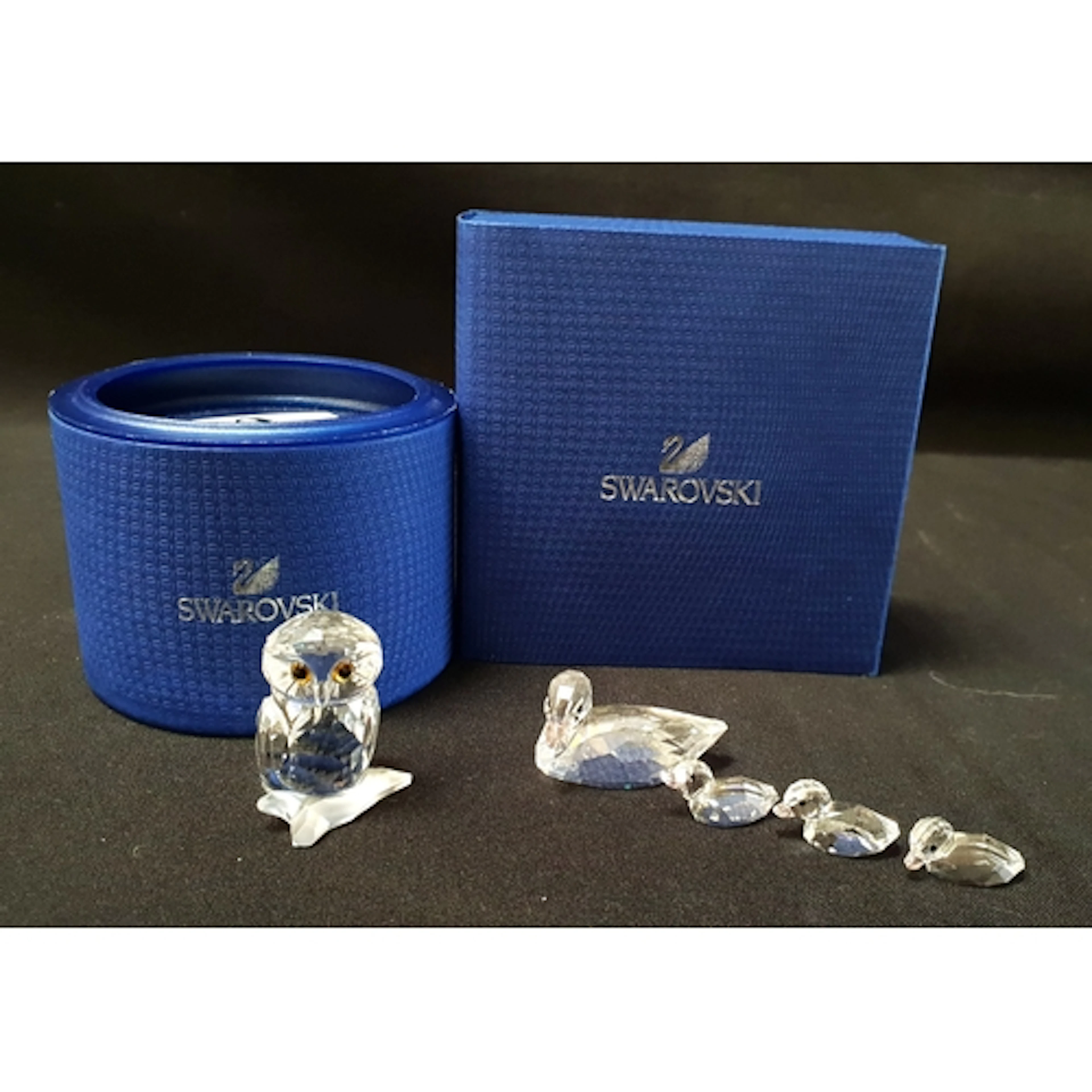 TWO SWAROVSKI CRYSTAL BIRD FIGURINES compromising 'Owl Smal...