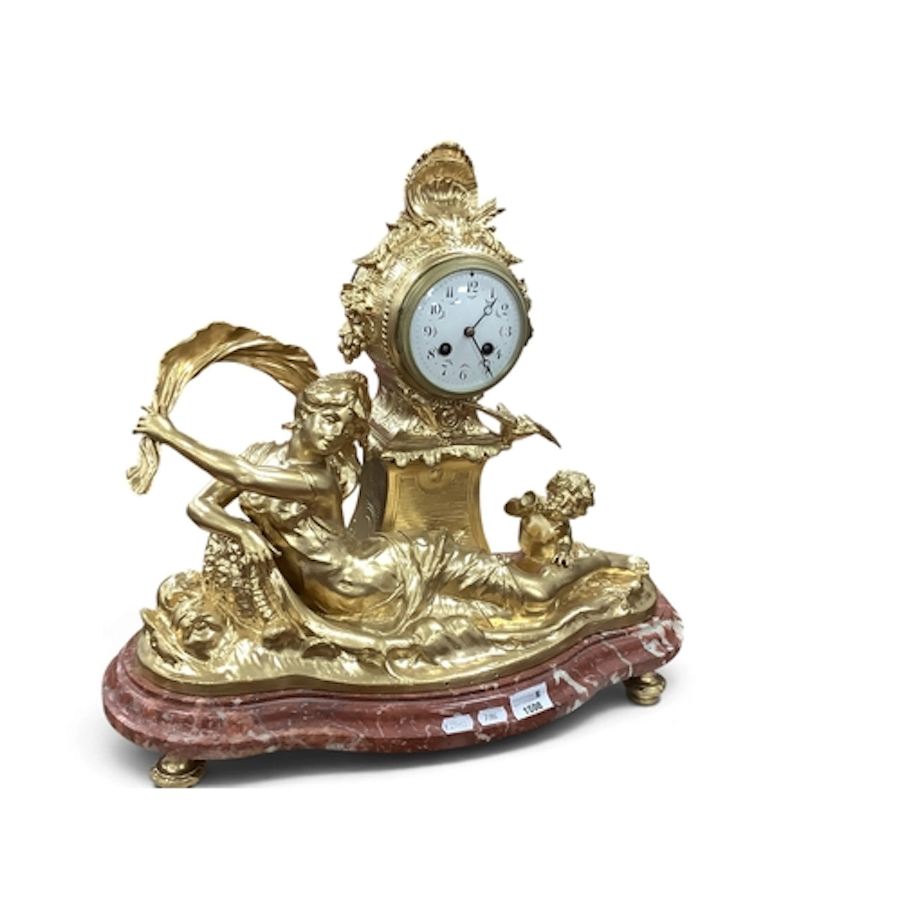 A Late XIX/Early XX Century Rococo Revival French Gilt Mante...