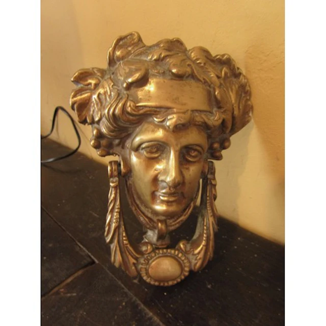 Antique Anna Livia Cast Brass Door Knocker Good Overall Orig...