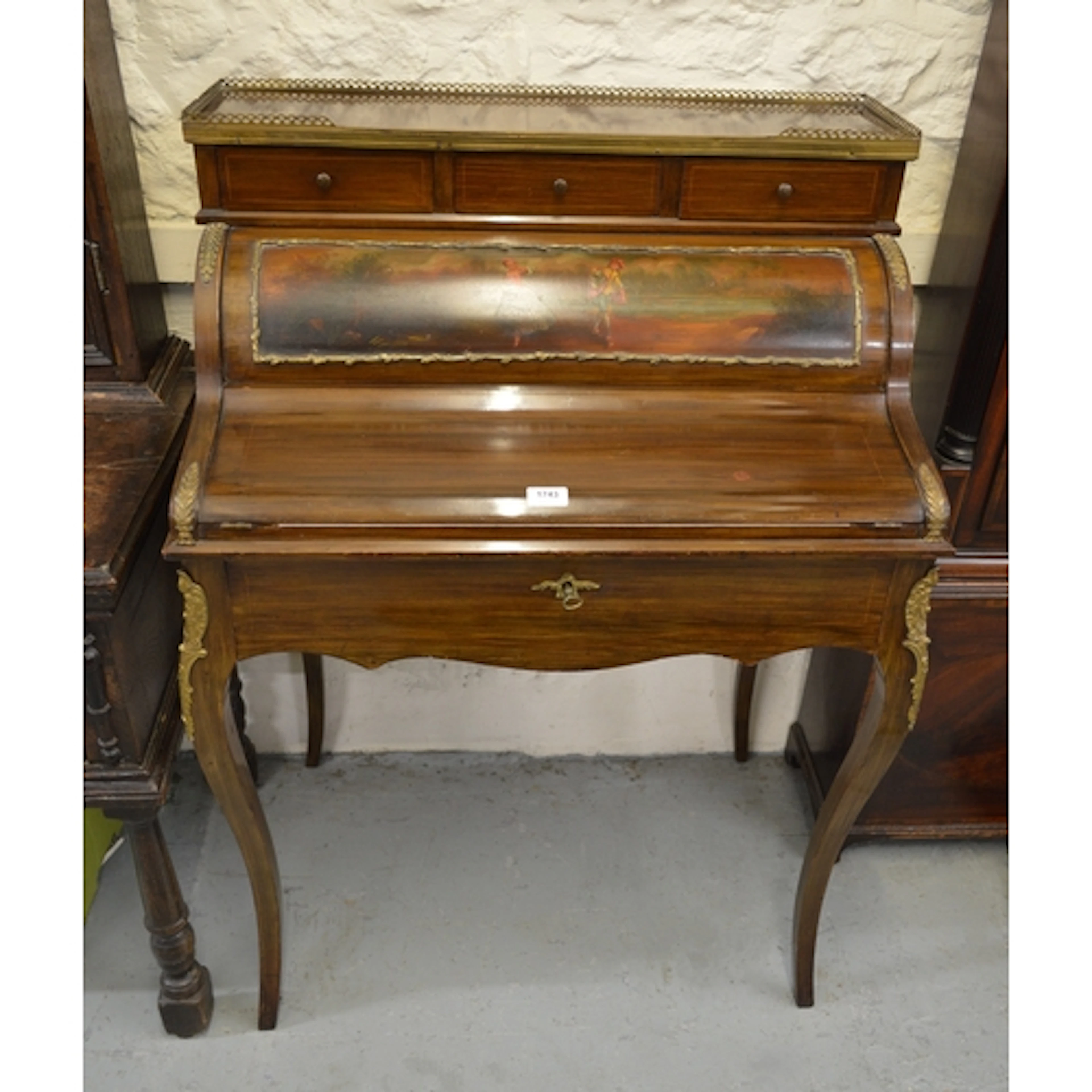 Late 19th / early 20th Century mahogany roll top desk, havin...