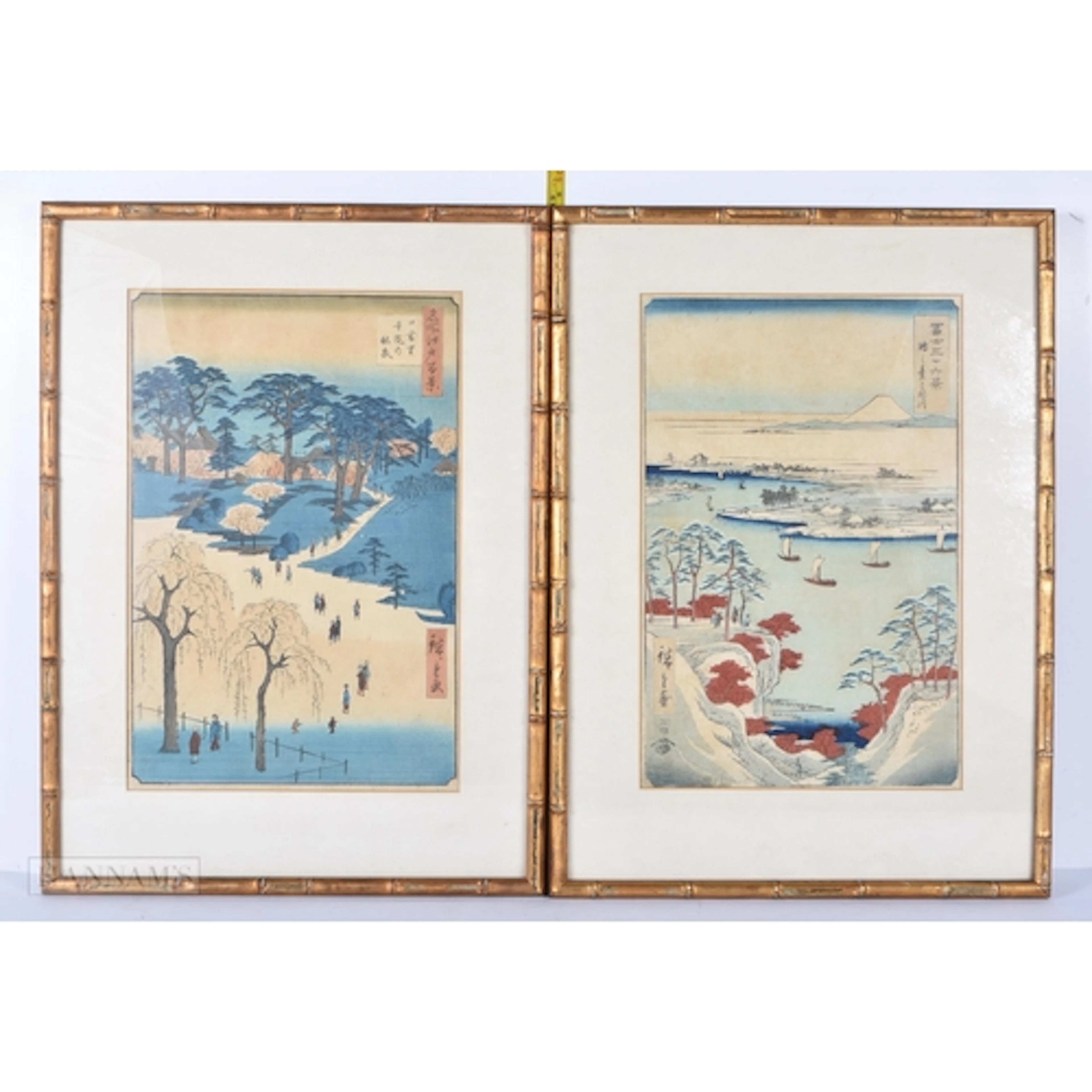 A pair of framed Japanese Woodblock prints, image 34 x 22cm ...