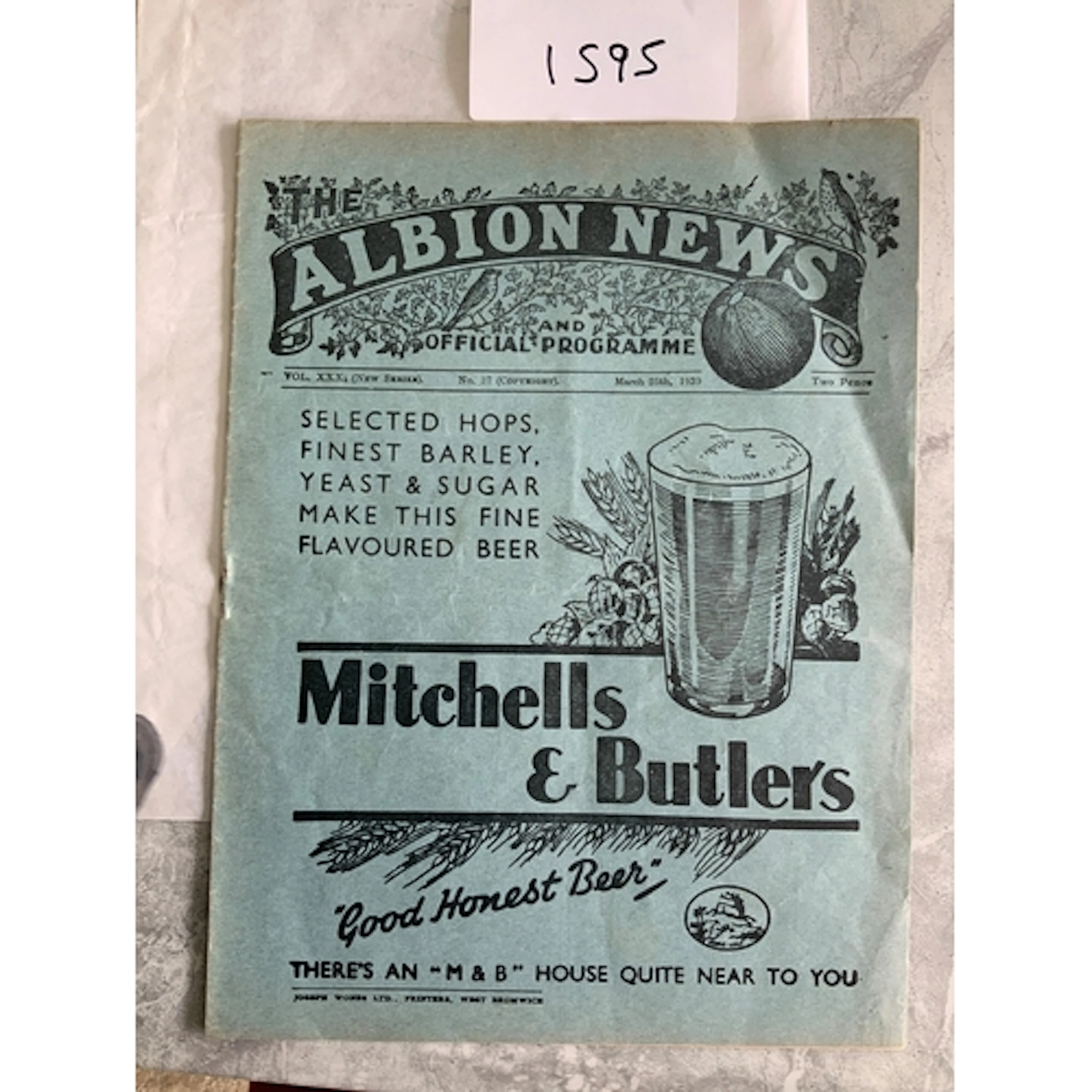 38/39 West Brom v Fulham Football Programme: Good condition ...