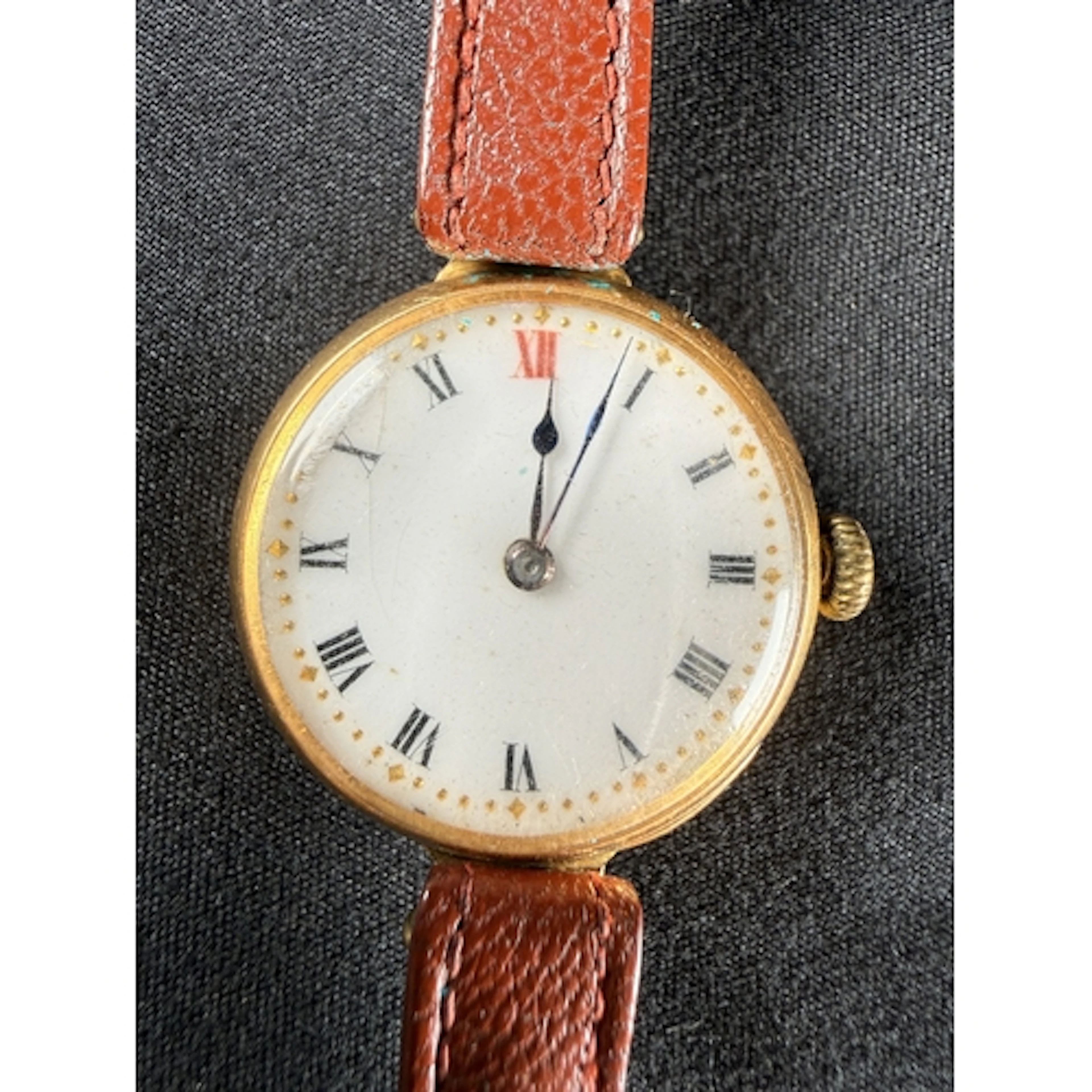 An 18ct gold cased early 20th century gents wristwatch, Roma...