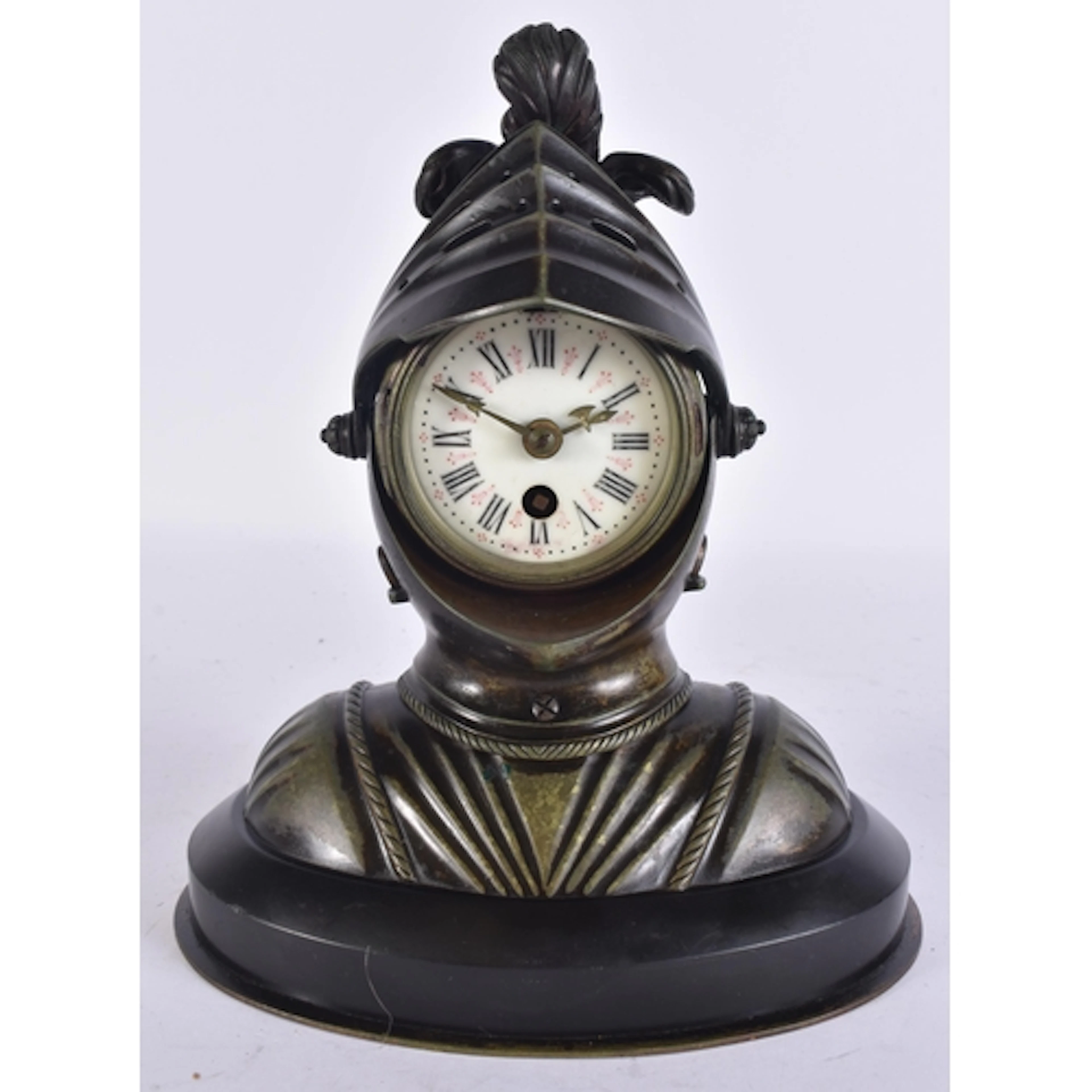 A RARE 19TH CENTURY MILITARY INTEREST NOVELTY BRONZE CLOCK f...