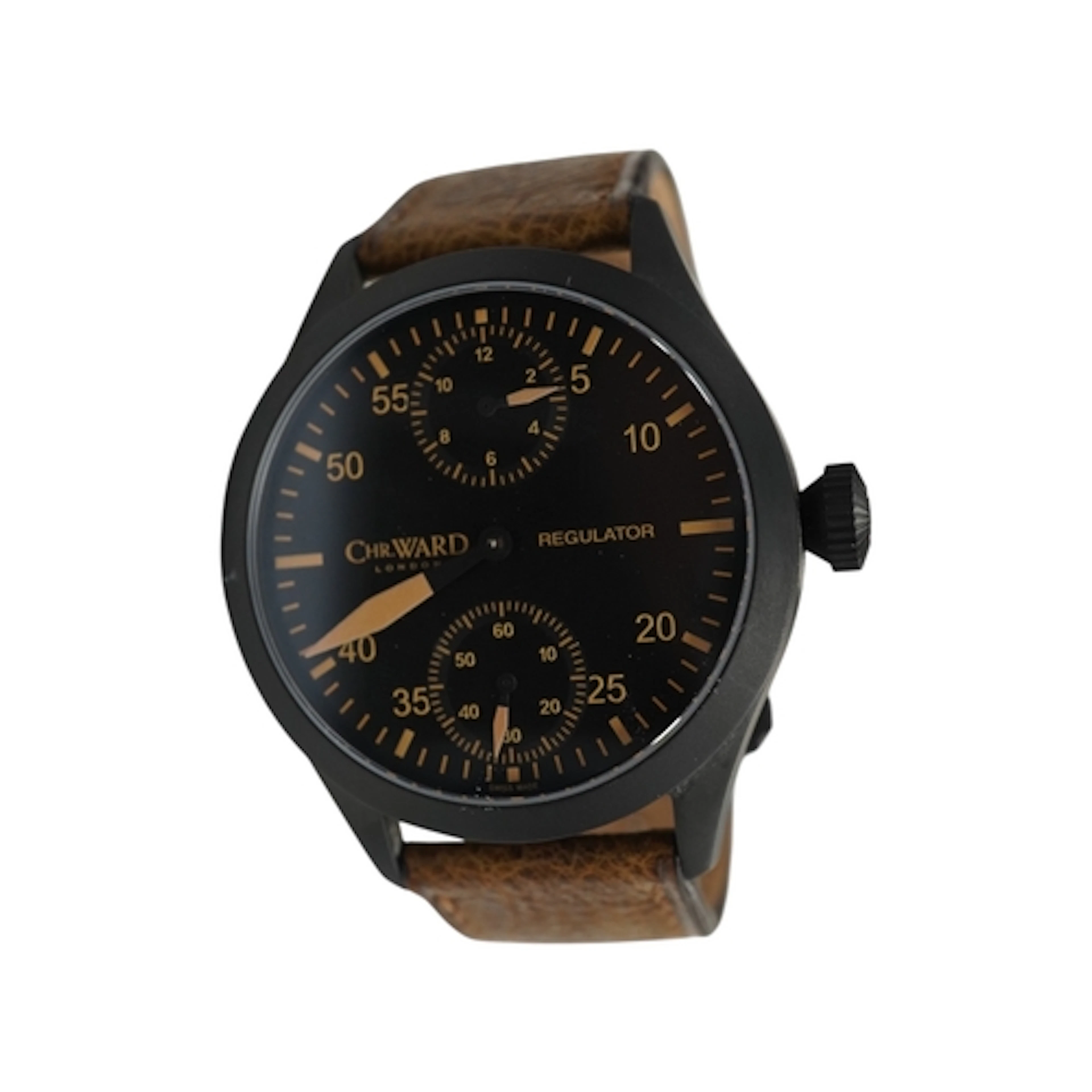 A gentleman's recent black cased Christopher Ward Regulator ...