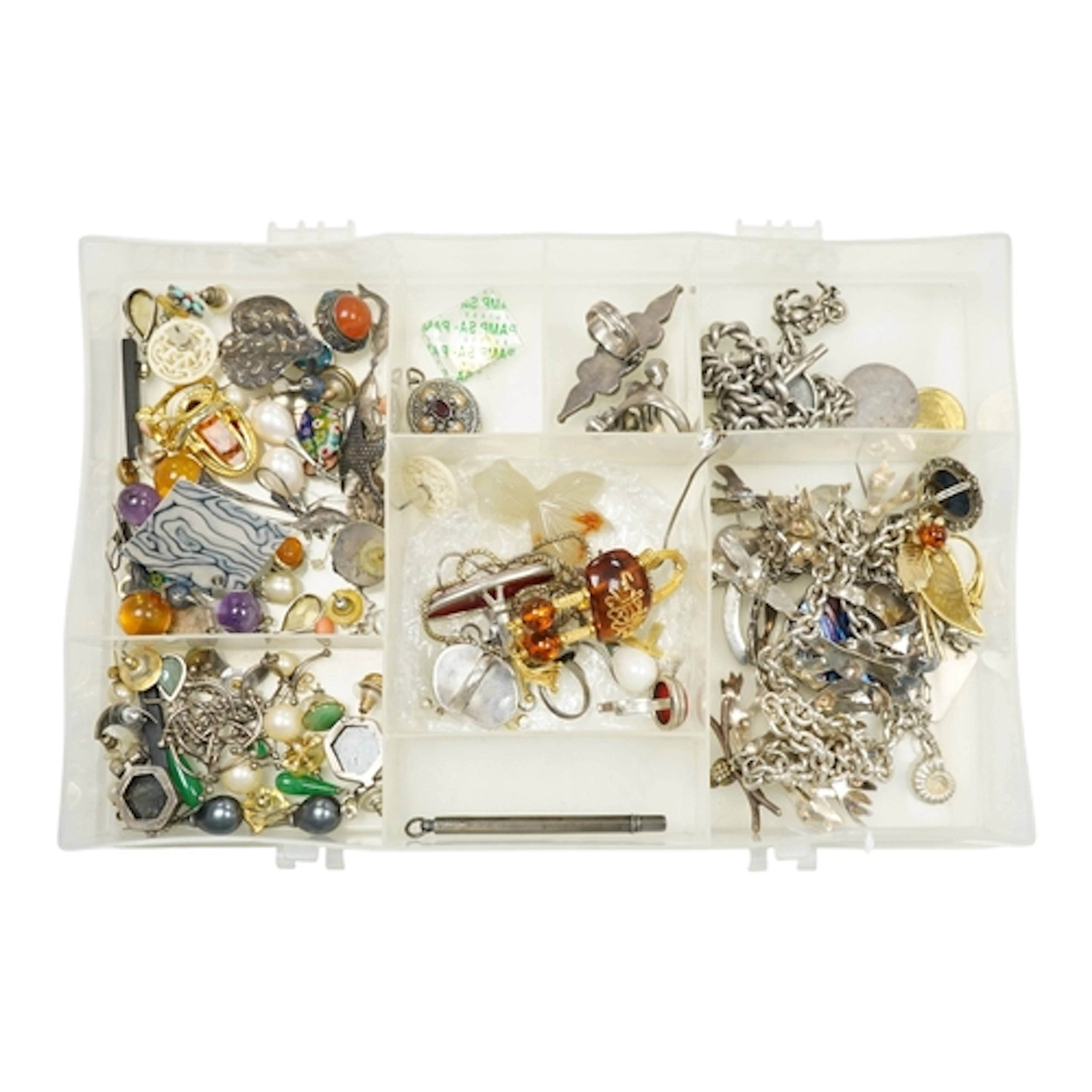 A small collection of assorted silver, white metal and other...