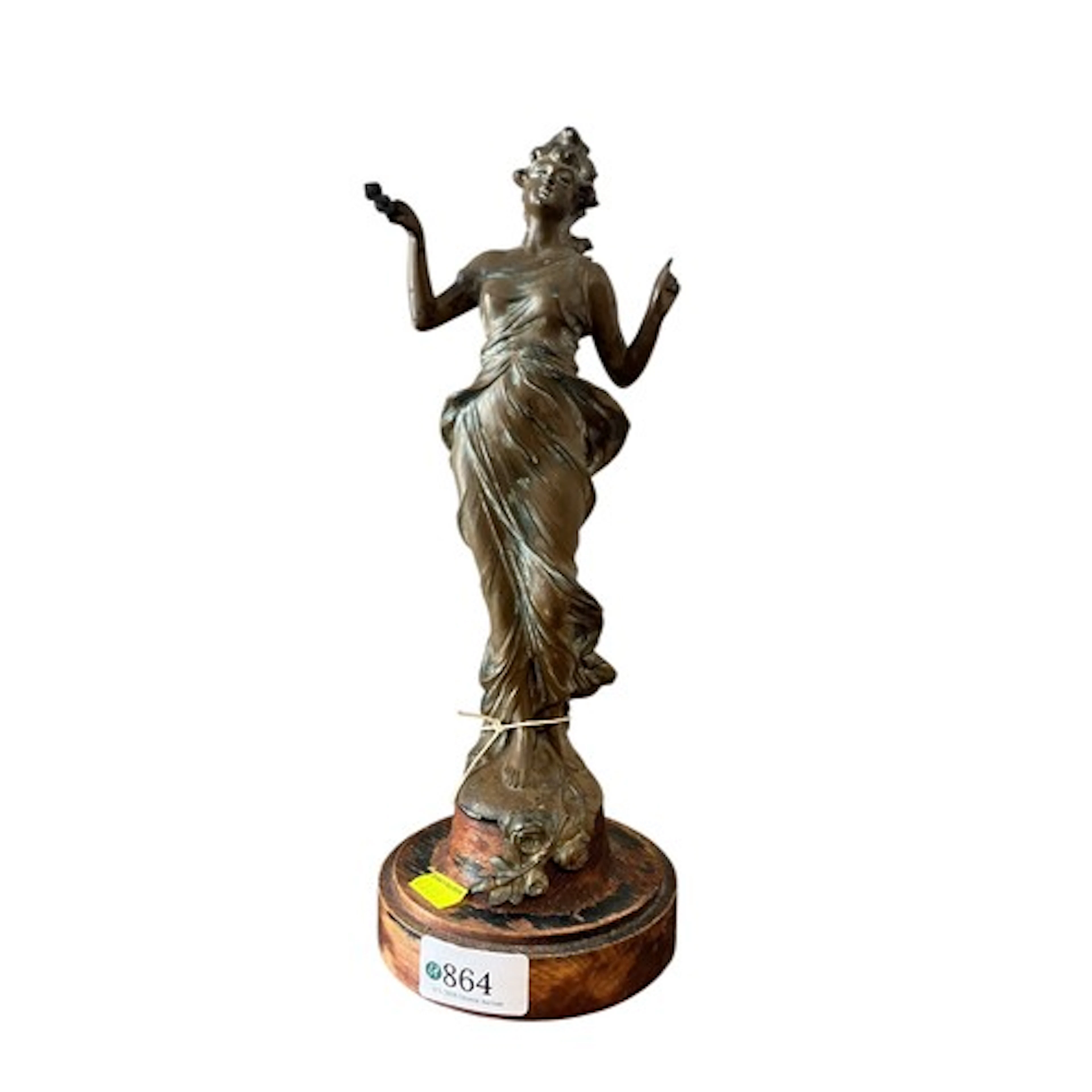 Art Nouveau spelter table clock mount in the form of a woman...